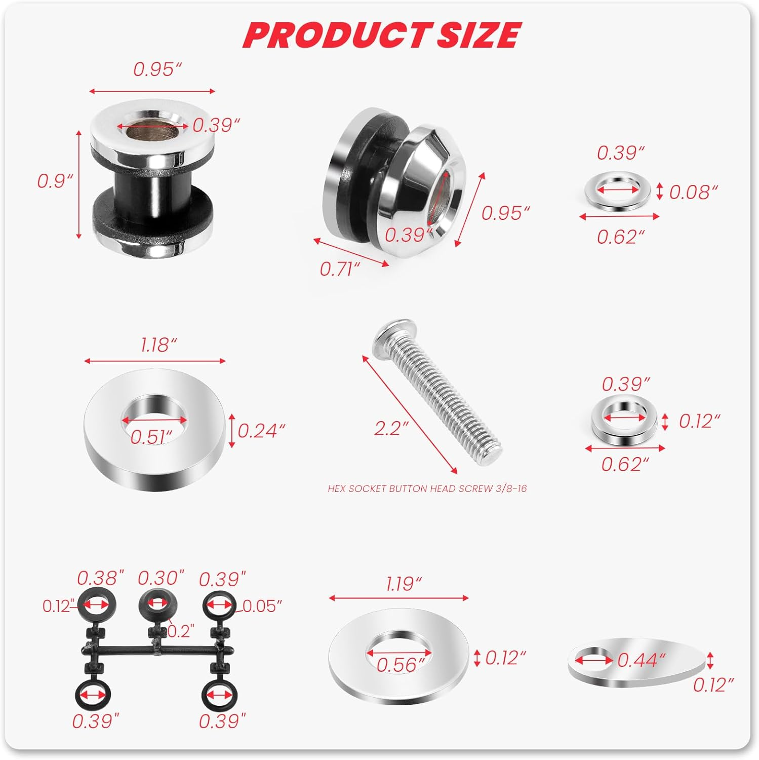 2006-2017 Passenger Backrest Sissy Bar Docking Hardware Kit Compatible with Harley Davidson Dyna Fat Bob Street Bob Low Rider Super Glide Wide Glide FXDL FXDF FXDWG Models Chrome image number 3