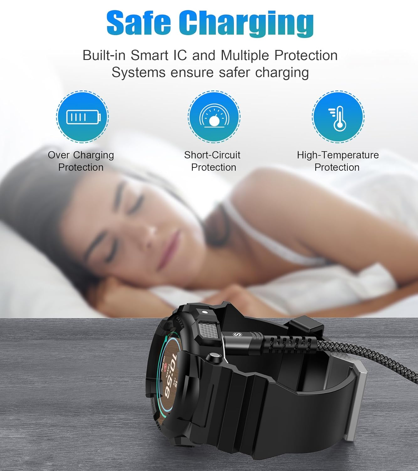 Garmin Watch Charger Cable [2-Pack,1.2M] Compatible with Garmin Fenix 5 5S 5X 6 6S 6X plus Pro 7 7S 7X 8, Forerunner 945 45 45S 245 Music,Approach S10 S40 S60 G12 S12 S42,V&iacute;voactive 3 4 4S-Black - Blue image number 5