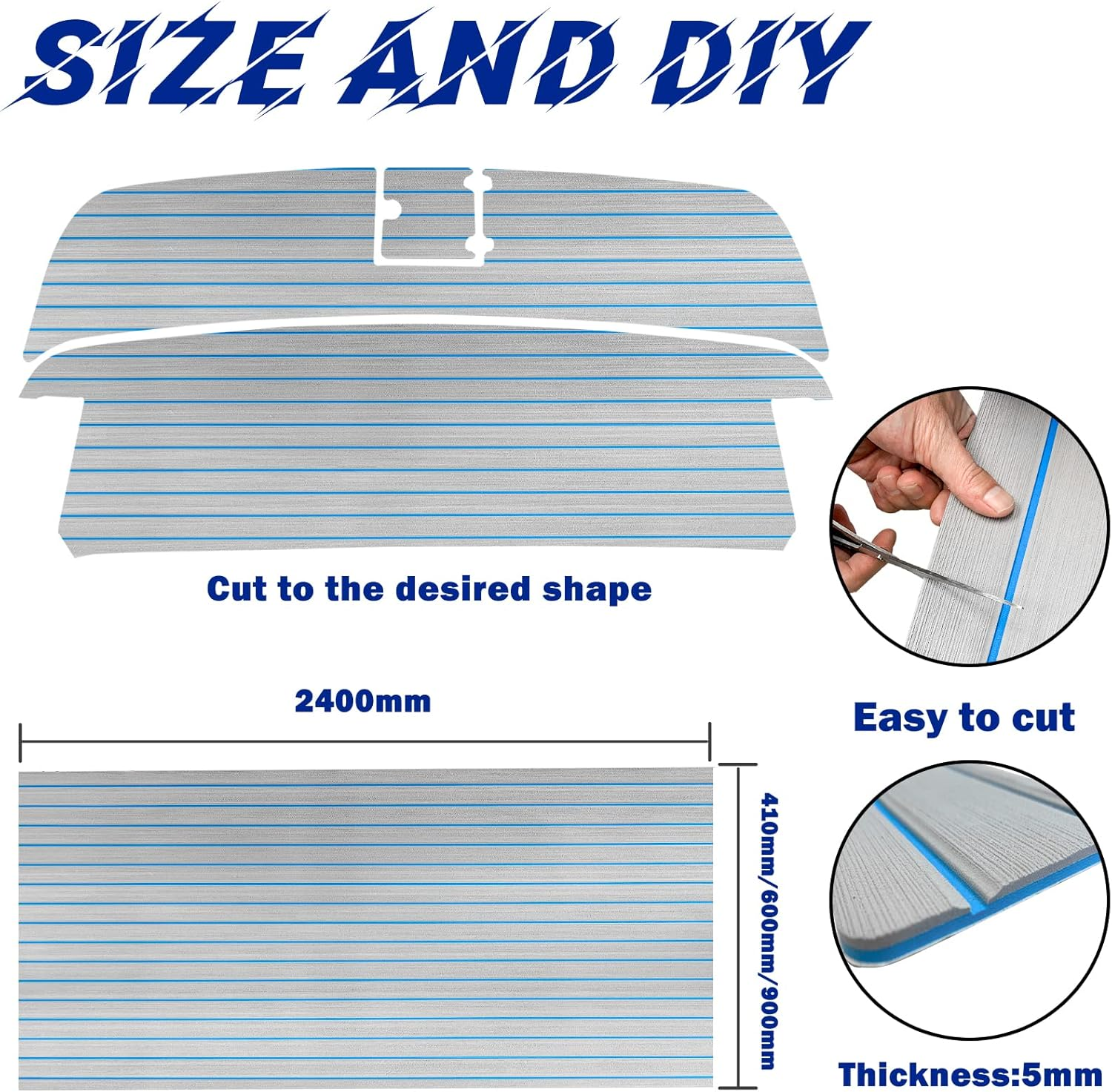 HXBYX Boat Flooring EVA Foam Boat Decking, Faux Teak Marine Mat Boat Carpet Sea Deck Marine Flooring for Motorboat RV Yacht Kayak Surfboard image number 4