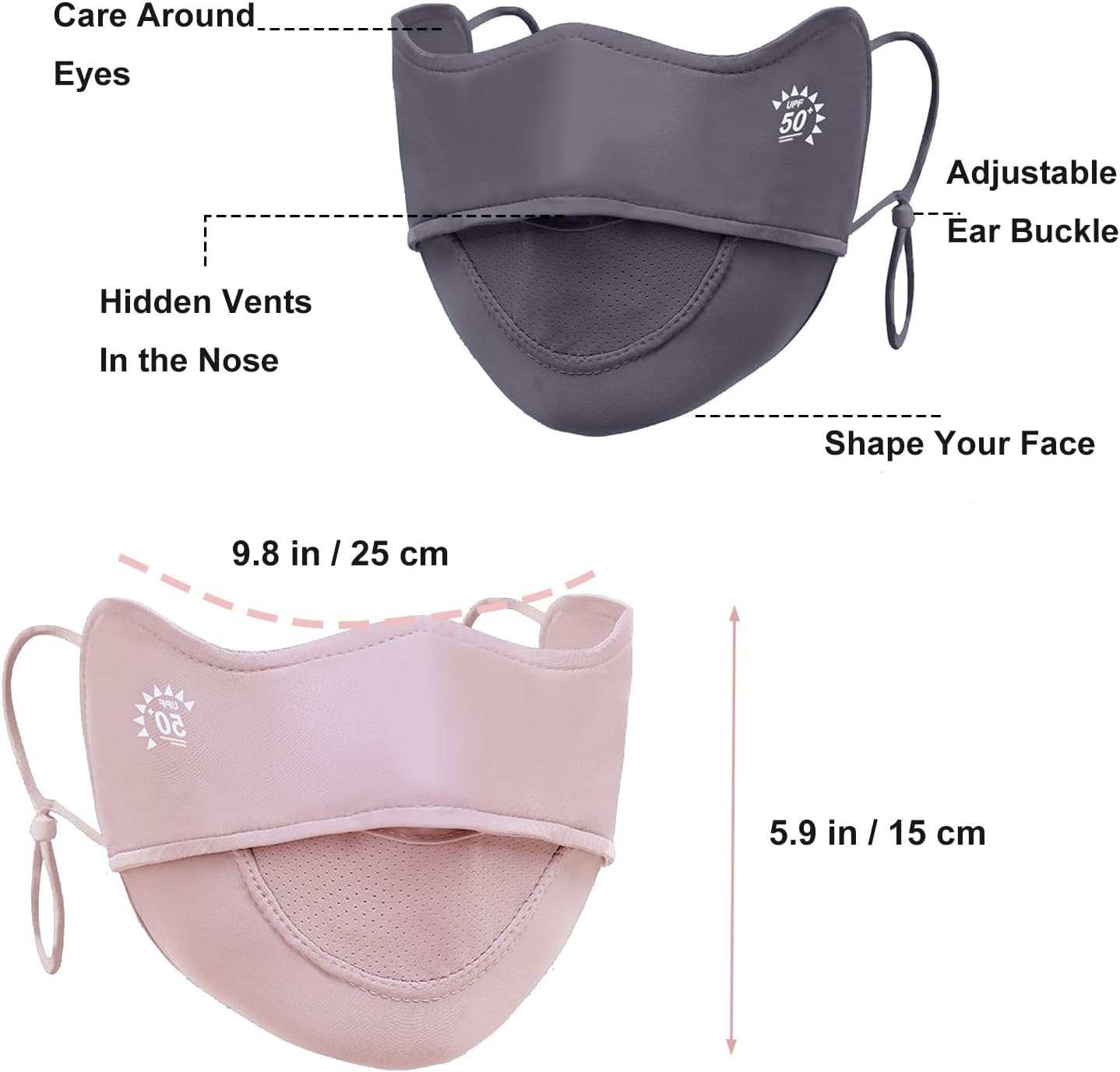 2Pcs UV Face Mask, Sun Masks for Women, Cooling Breathable Face Cover for Outdoors, Washable Reusable image number 5