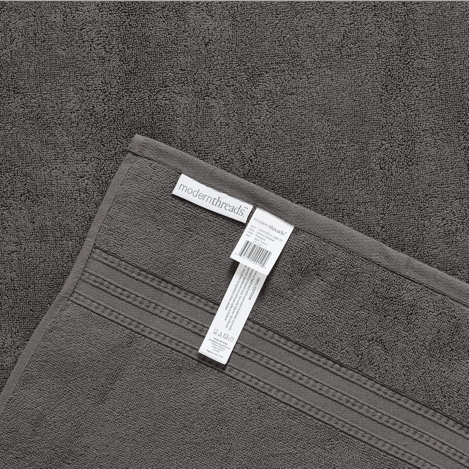 Amrapur Overseas | Artesia Damask 6 Piece Reversible Yarn Dyed Jacquard Towel Set (Platinum) - Platinum image number 3