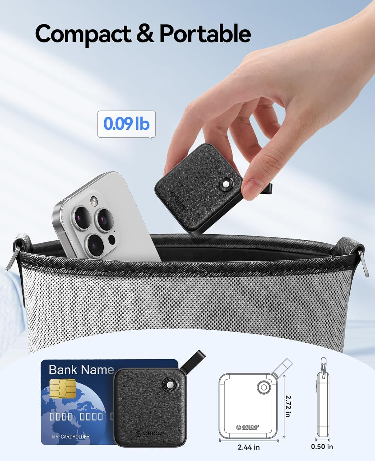 ORICO Portable SSD 2 TB with 2 in 1 USB C Cable, External Solid State Drives, up to 460Mb/S, Status Indicator, Reliable Storage for USB-C Smartphone, Tablet, PC - B5PLUS image number 3