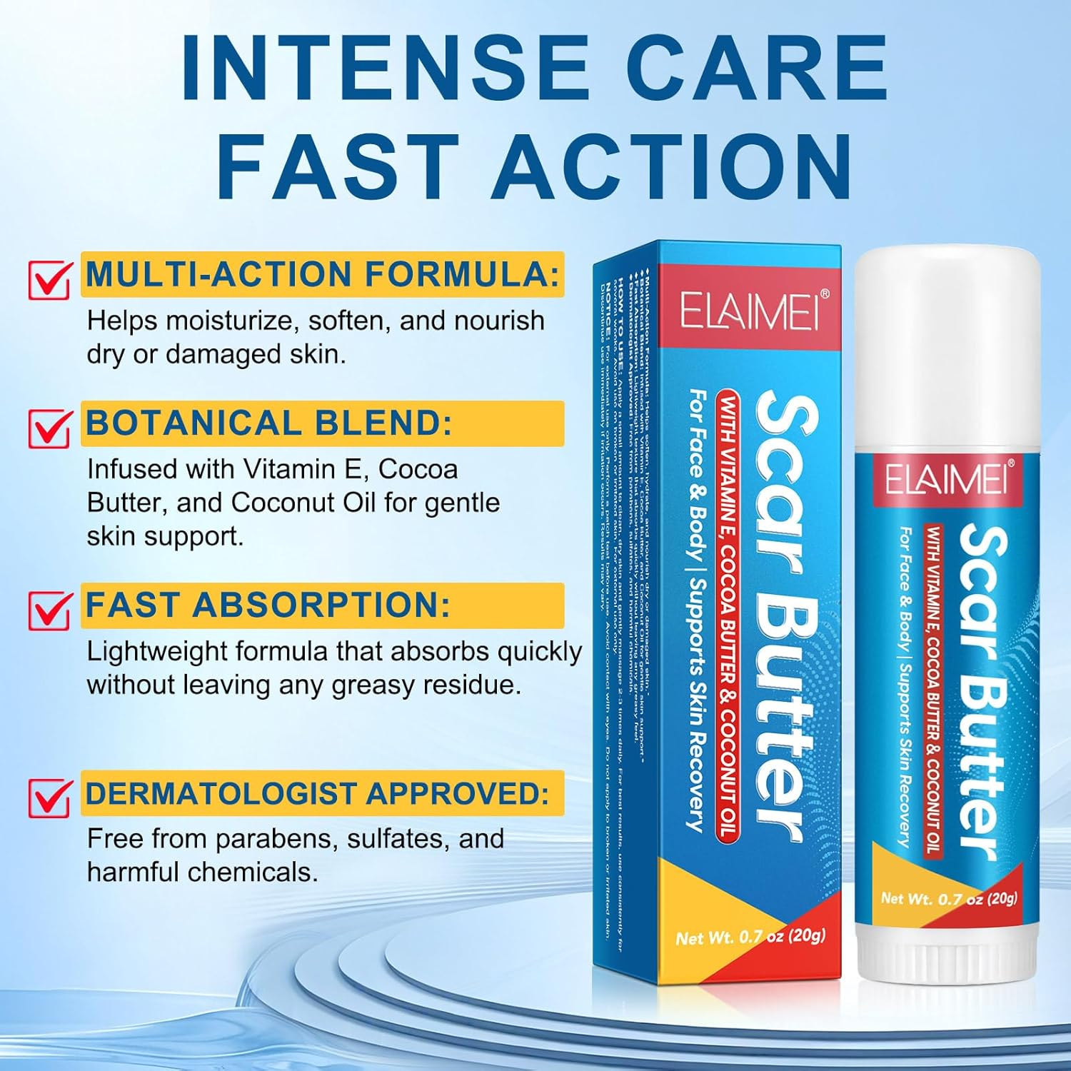 Scar Butter Stick 20G | with Vitamin E, Cocoa Butter & Coconut Oil | Moisturizing Balm for Face & Body | Helps Support Smooth & Nourished Skin image number 6