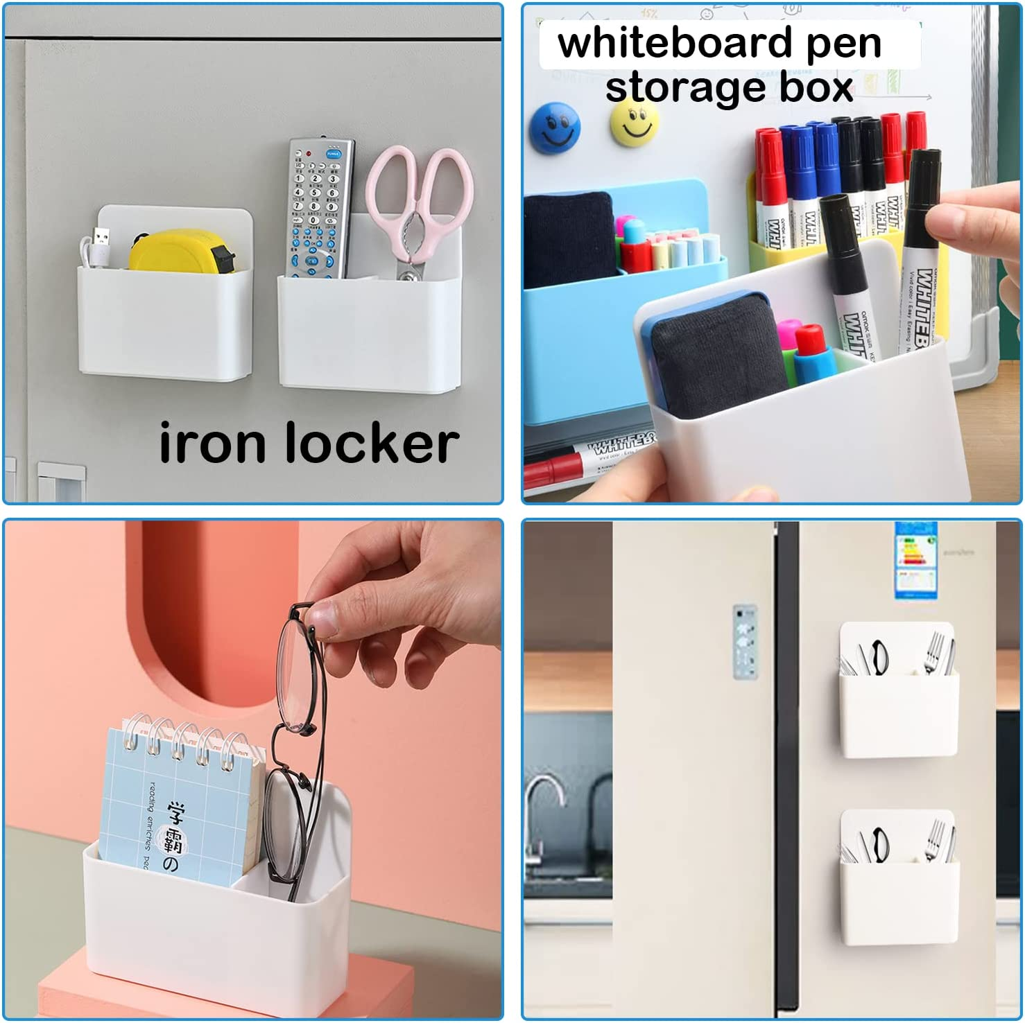 2 Pcs Magnetic Dry Erase Marker Holder, Pen and Eraser Holder for Whiteboard, Magnet Pencil Cup Storage Organizer for Fridge, Locker and Metal Cabinets image number 1