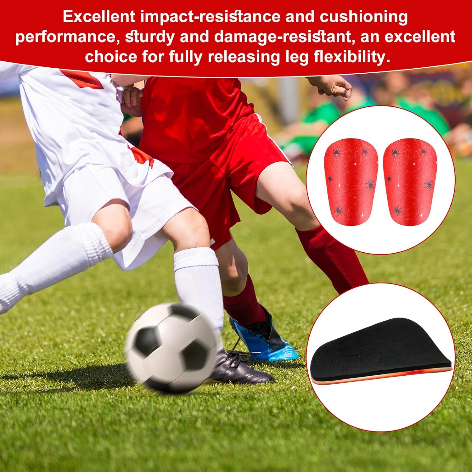 2Pcs Spider Mini Soccer Shin Guards, 3.15X1.97 Inch Extra Small Shin Guards Football Cobweb Football Shin Pads Protective Shin Guards Equipment for Teenagers Kids Adults (Style 1)