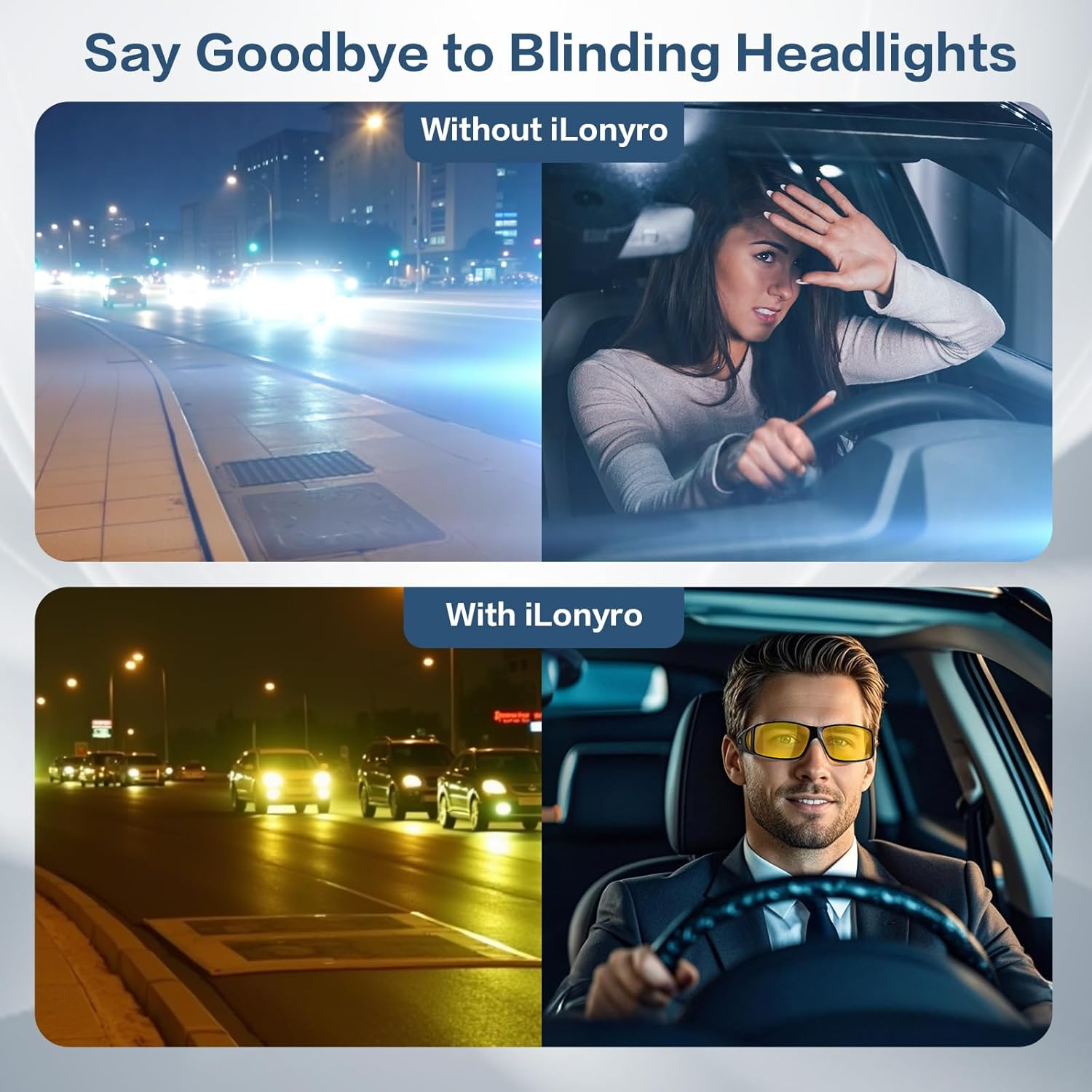 Night-Driving-Vision-Glasses anti Glare for Men Women - Polarized,Night Vision Glasses for Driving, Night Time, Fit over Glasses,Astigmatism,Yellow Lens,Shiny Black Frame image number 6