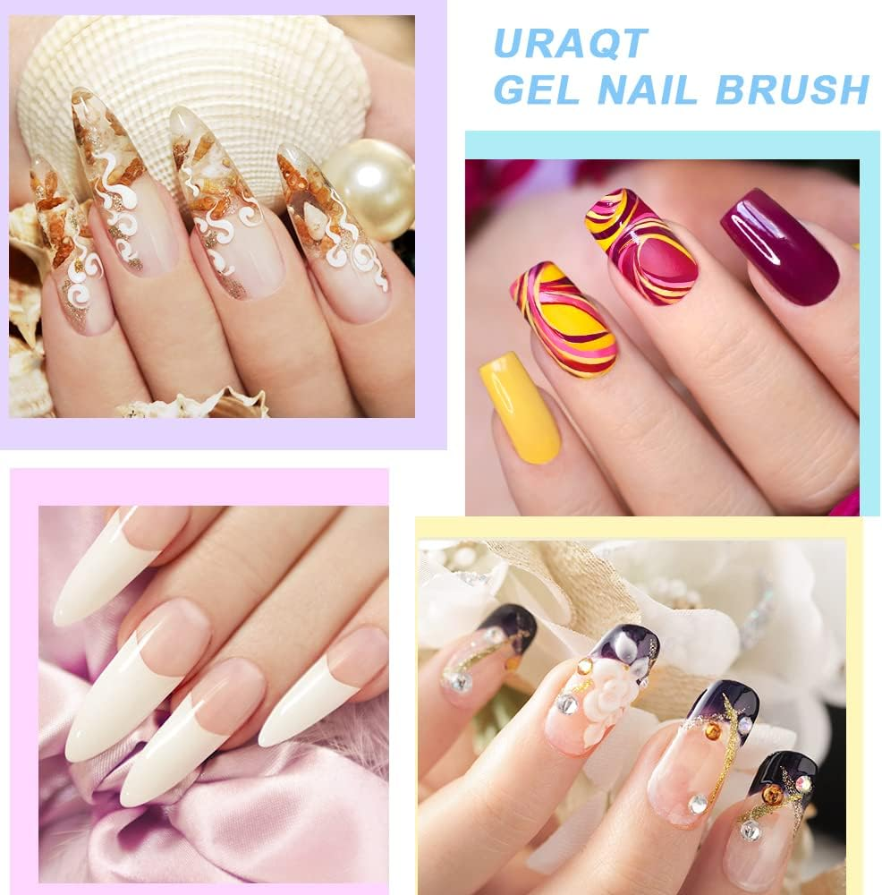 URAQT Nail Art Brushes Set, 6PCS Acrylic Nail Brush, Nail Art Pens Double Ended Nail Dotting Tools, Professional Manicure Drill Drawing Brush Nail Art Tools for DIY Nail Art Designs image number 4