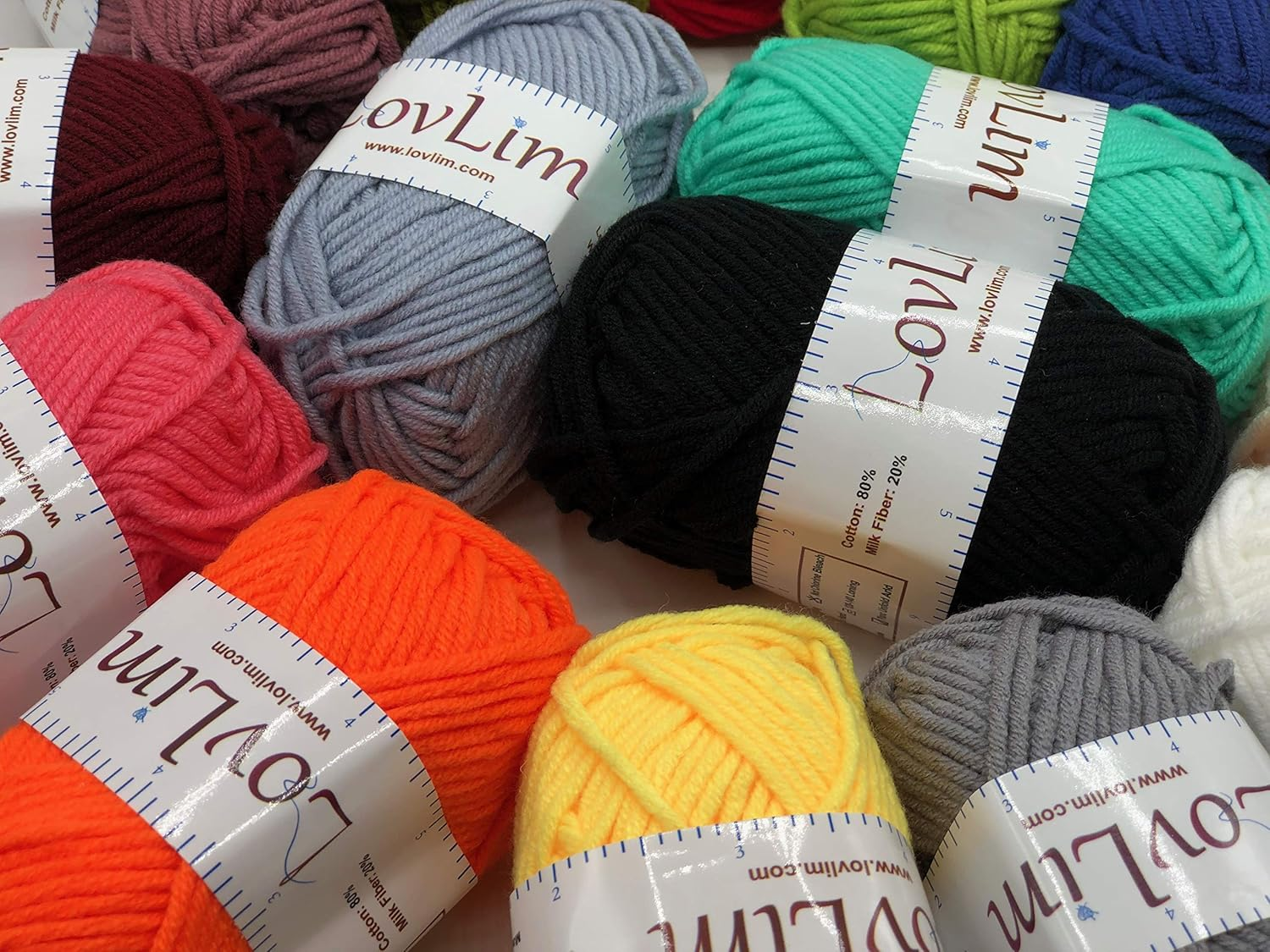 Lovlim Crochet Yarn Kit, 16 Soft Cotton Yarn Skeins,1000+ Yards, for Crochet and Knitting, Free Crochet/Amigurumi Patterns, Craft DK Yarn Perfect Starter Kit image number 4