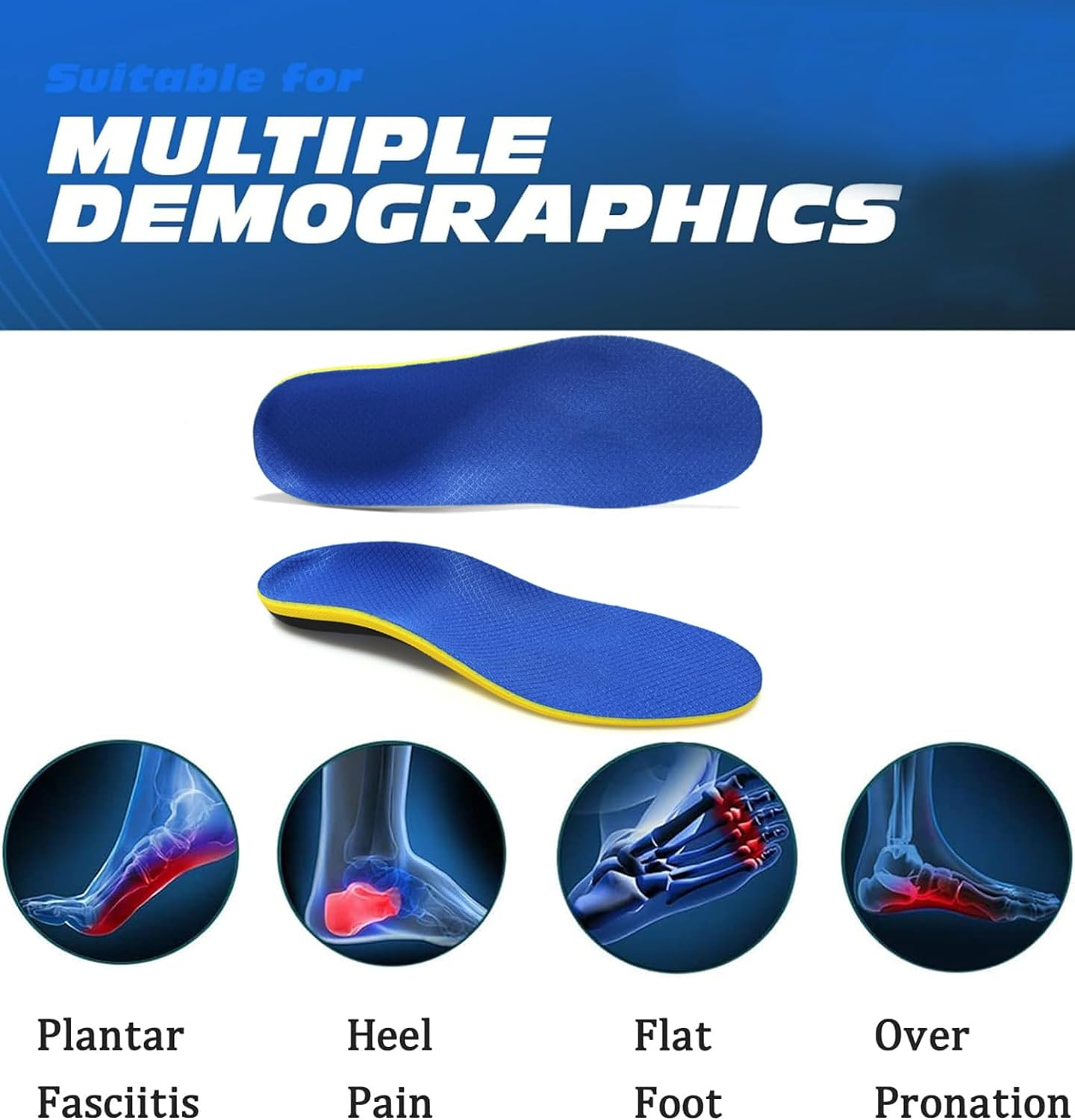 Plantar Fasciitis Insoles Men Women- 220+ Lbs Orthotic Insoles High Arch Support Insoles with Comfort Cushion Orthotic Pain Relief Insoles for Flat Feet Shoe Insole, Absorb Shock with Ever image number 5