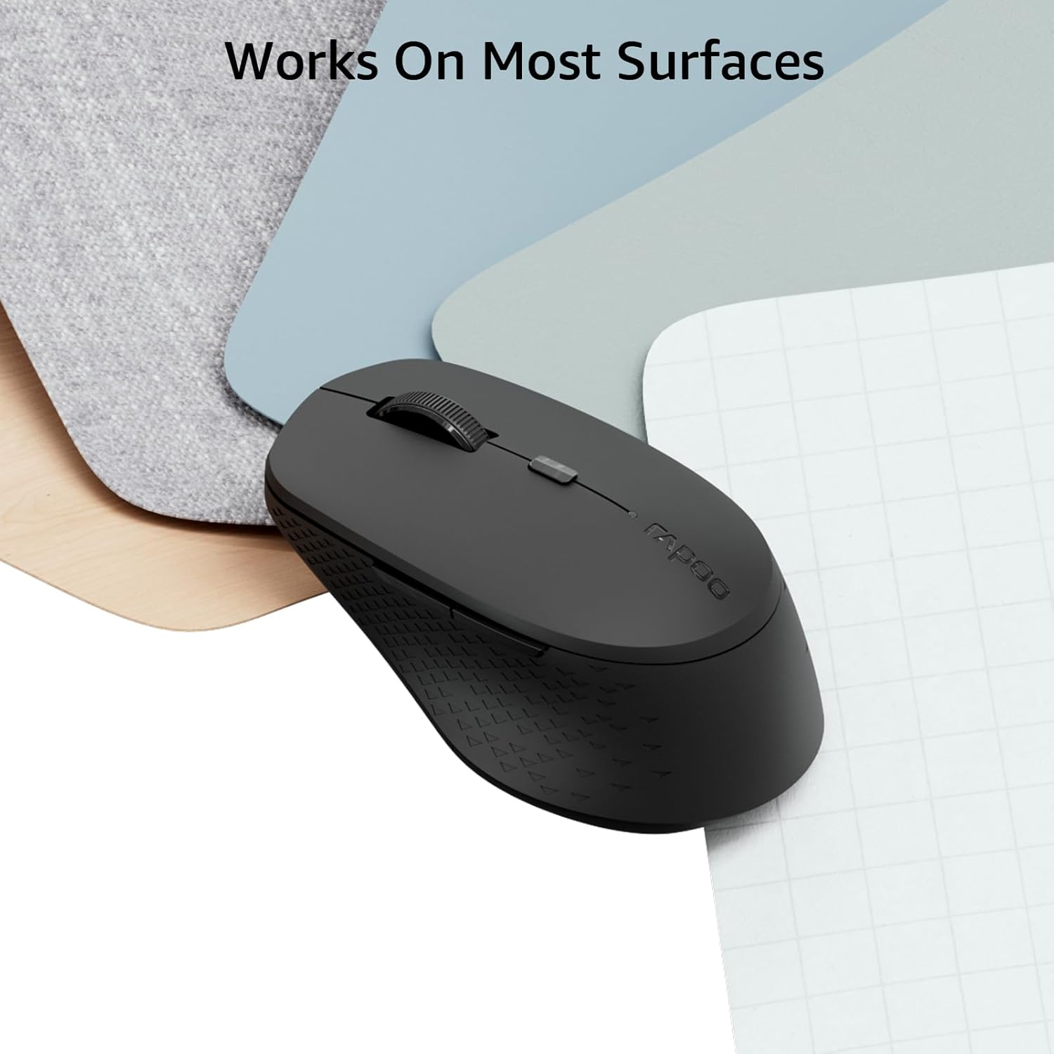 RAPOO M300 Quite Wireless Mouse, Bluetooth Mouse for Laptop 2-In-1(Bluetooth 5.0+2.4Ghz) Computer Mouse, Portable Ergonomic PC Mouse Wireless with USB Receiver, Compatible with Macbook Chromebook - Mate Black image number 1