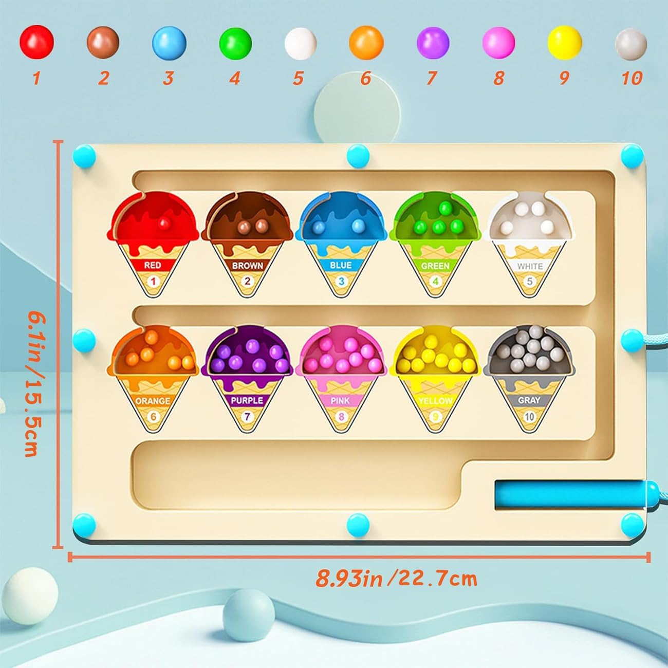 Magnetic Color and Number Maze, Montessori Fine Motor Skills Toys for Boys Girls Ages 3 4 5, Educational Toys for Toddlers Kids, Wooden Color Matching Learning Counting Puzzle Board Games image number 4