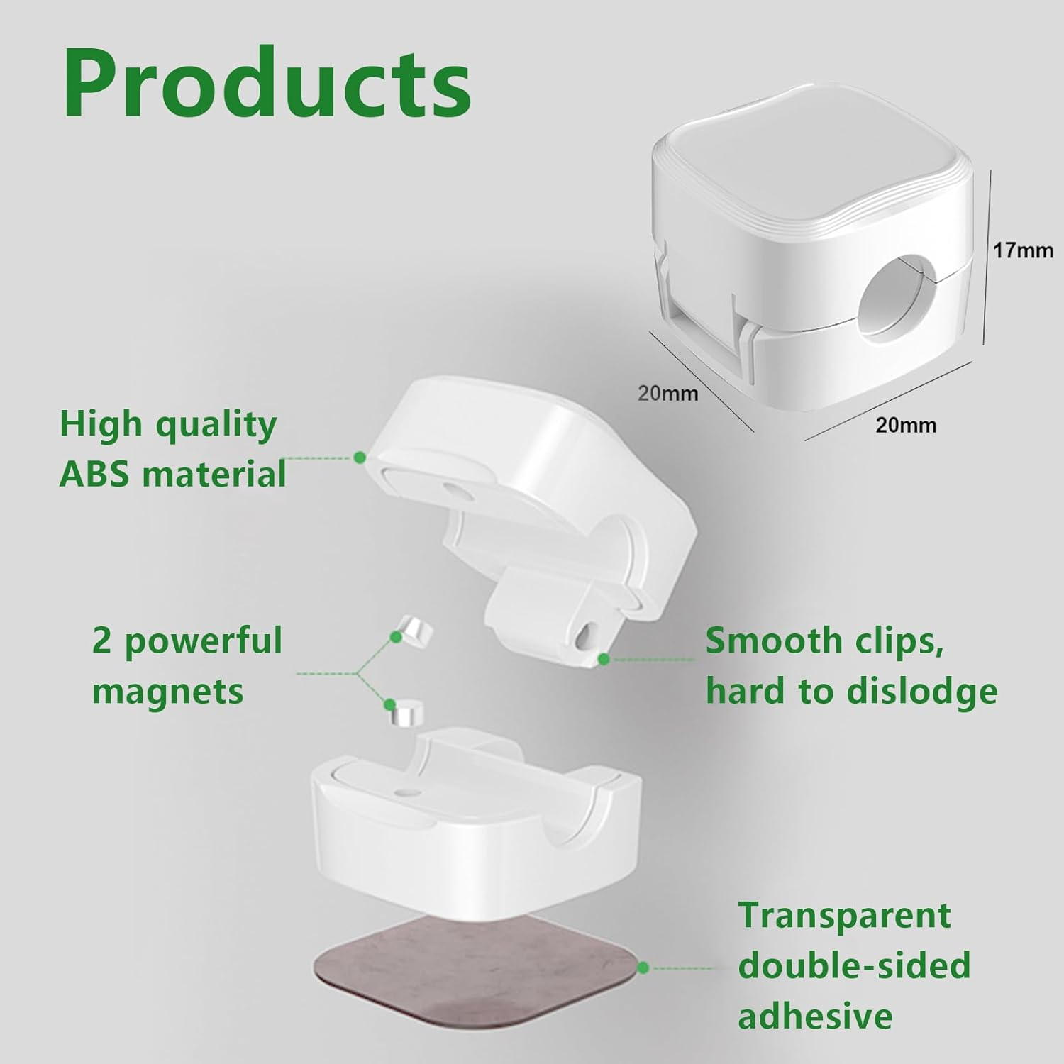 6 Pack Magnetic Cable Clips, Portable Charging Cable Organizer Holders with Back Adhesive, Smooth Opening and Closing Magnetic Cord Organiser for Office,Home,Car,Desk,Nightstand (White) image number 5