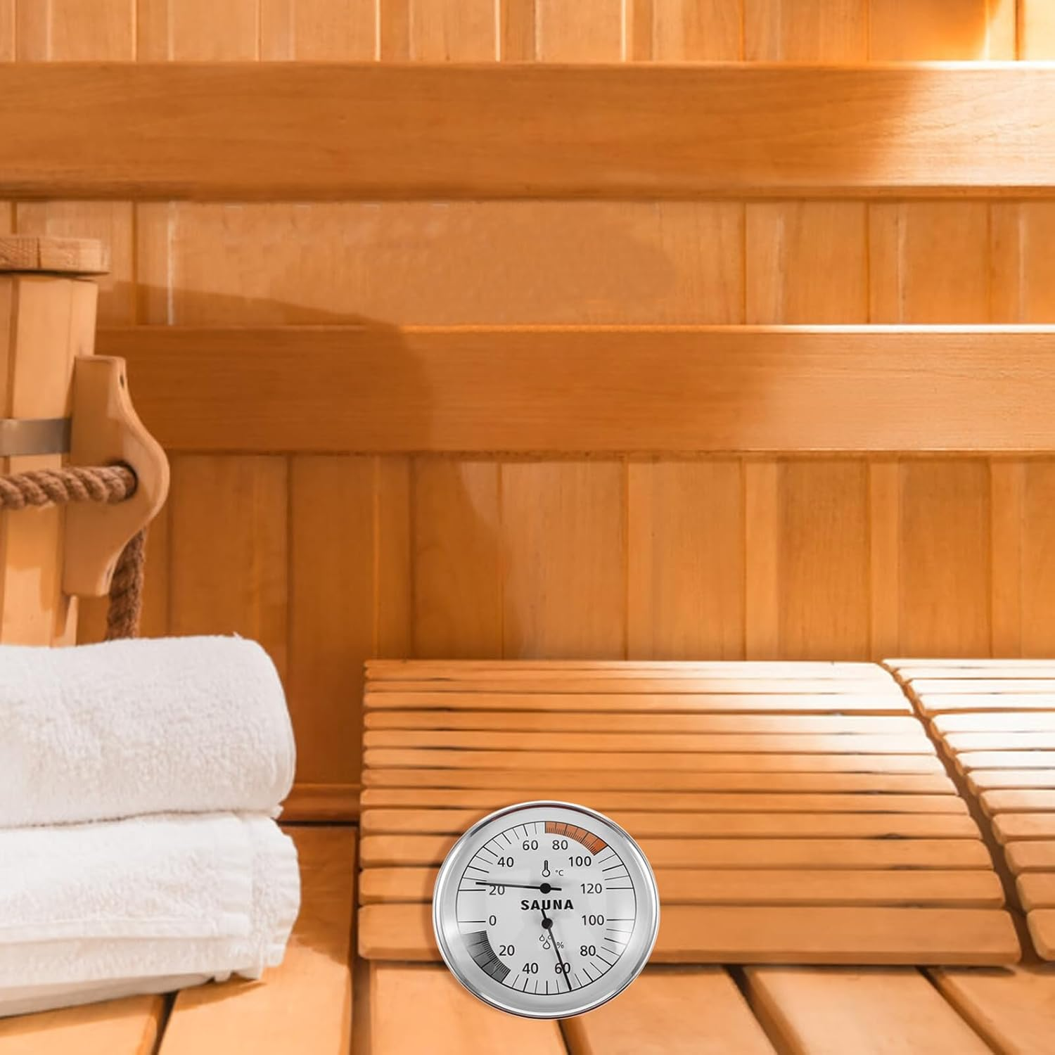 Sauna Temperature Humidity Gauge Analog Hygrometer Thermometer for Sauna Room Indoor Use Heat Resistant Humidity Meter image number 5
