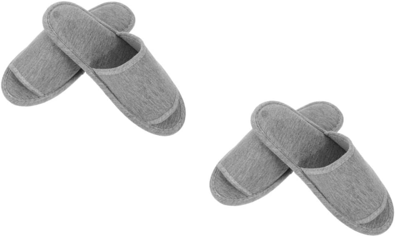 Healeved 2Pcs Lightweight Folding Travel Slippers Portable Open Toe Slippers for Home and Hotel Use EVA Sole Soft Knitted Cotton Upper Easy to Grey image number 3