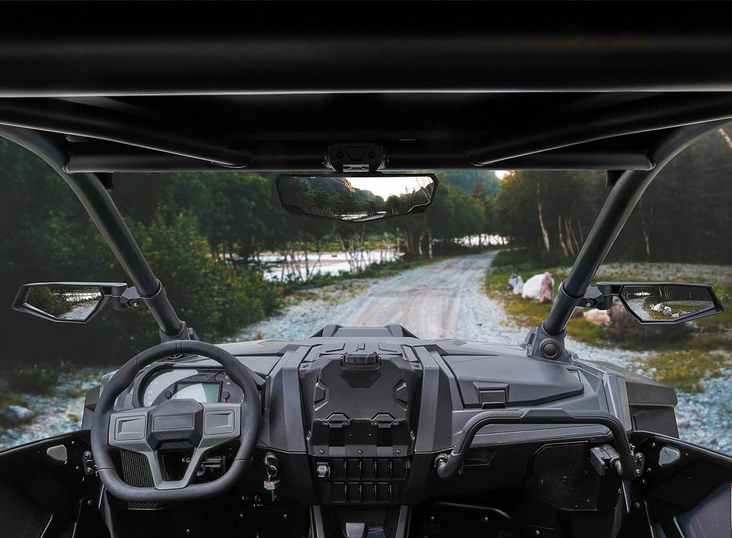 SAUTVS Premium Center Convex Rearview Mirror and Adjustable Folding Side Rear View Mirrors Kit for Polaris RZR PRO Xp/Pro R/Turbo R 2020-2024 (Replace #2883762, #2883763)