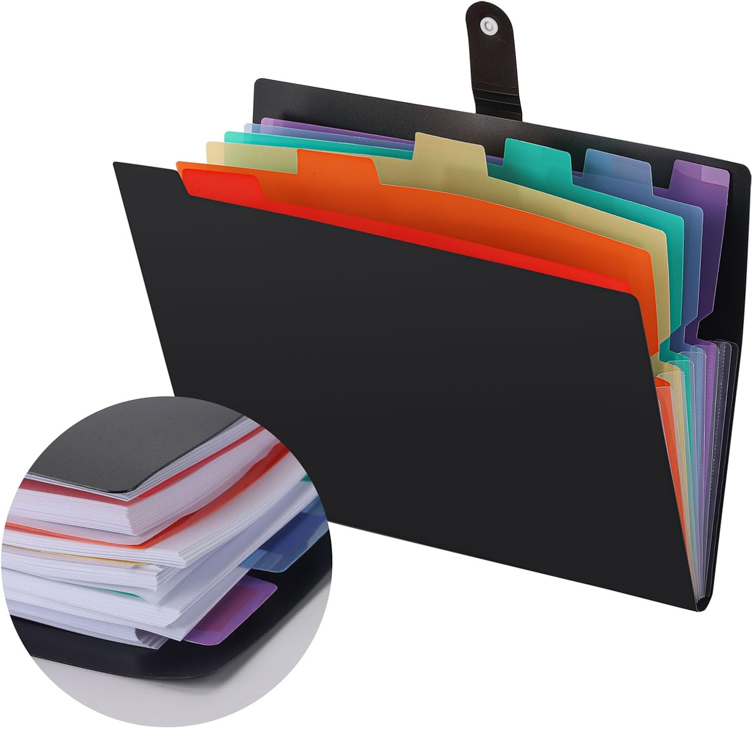 BTYMS 7-Pocket Expanding File Folder with Rainbow Interior 32.5X24Cm Document Folder&ndash; Letter Size Accordion File Organizer, Durable Document Organizer for School, Office, Home Supplies (Black) image number 5