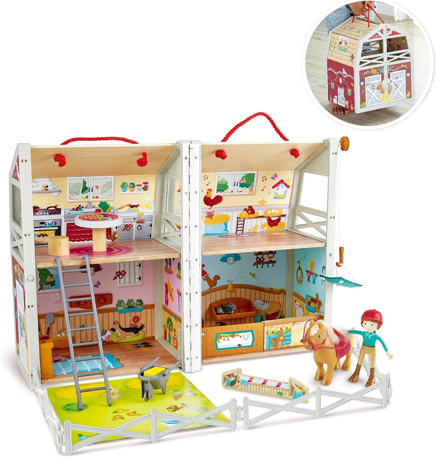 25Pc Hape Pony Ranch Barn Stable Club Doll House Kids/Childrens Playset Toy 3Y+ image number 6