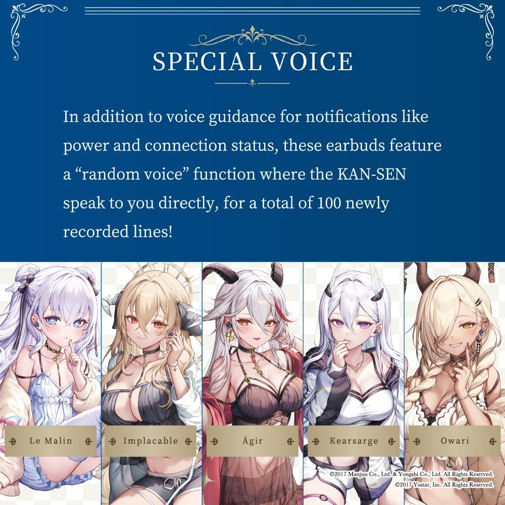 AVIOT TE-V1R-AZL Azur Lane Collaboration Wireless Earbuds, Special Package, Design, English & Japanese Special Voice, Adaptive Noise Cancelling, Wireless Charging Case, Bluetooth 5.3 image number 3