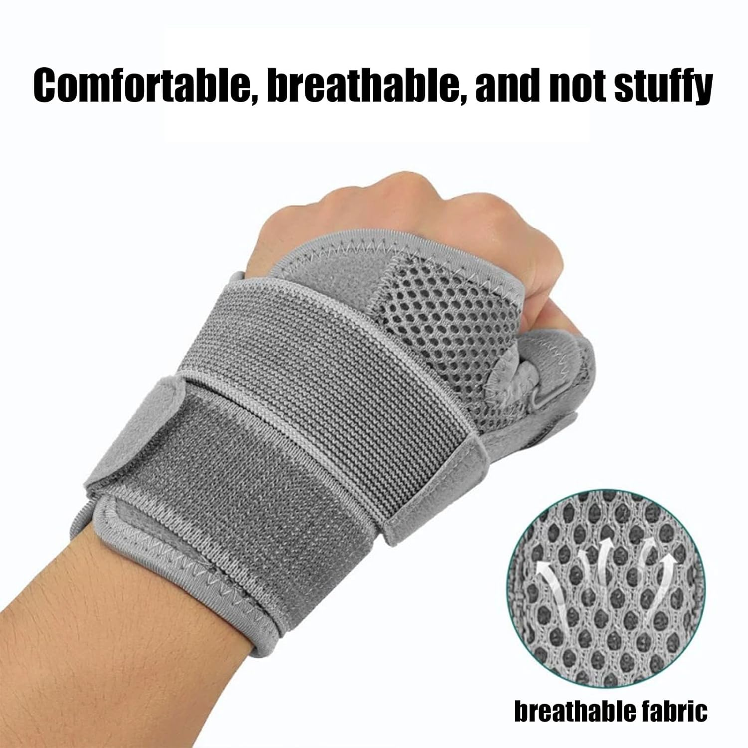 Thumb Spica Brace Support Strap for De Quervains Tendonitis and Arthritis Relief Left Right Hand Adjustable Wrist Splint Premium Quality Universal Fit Grey image number 1