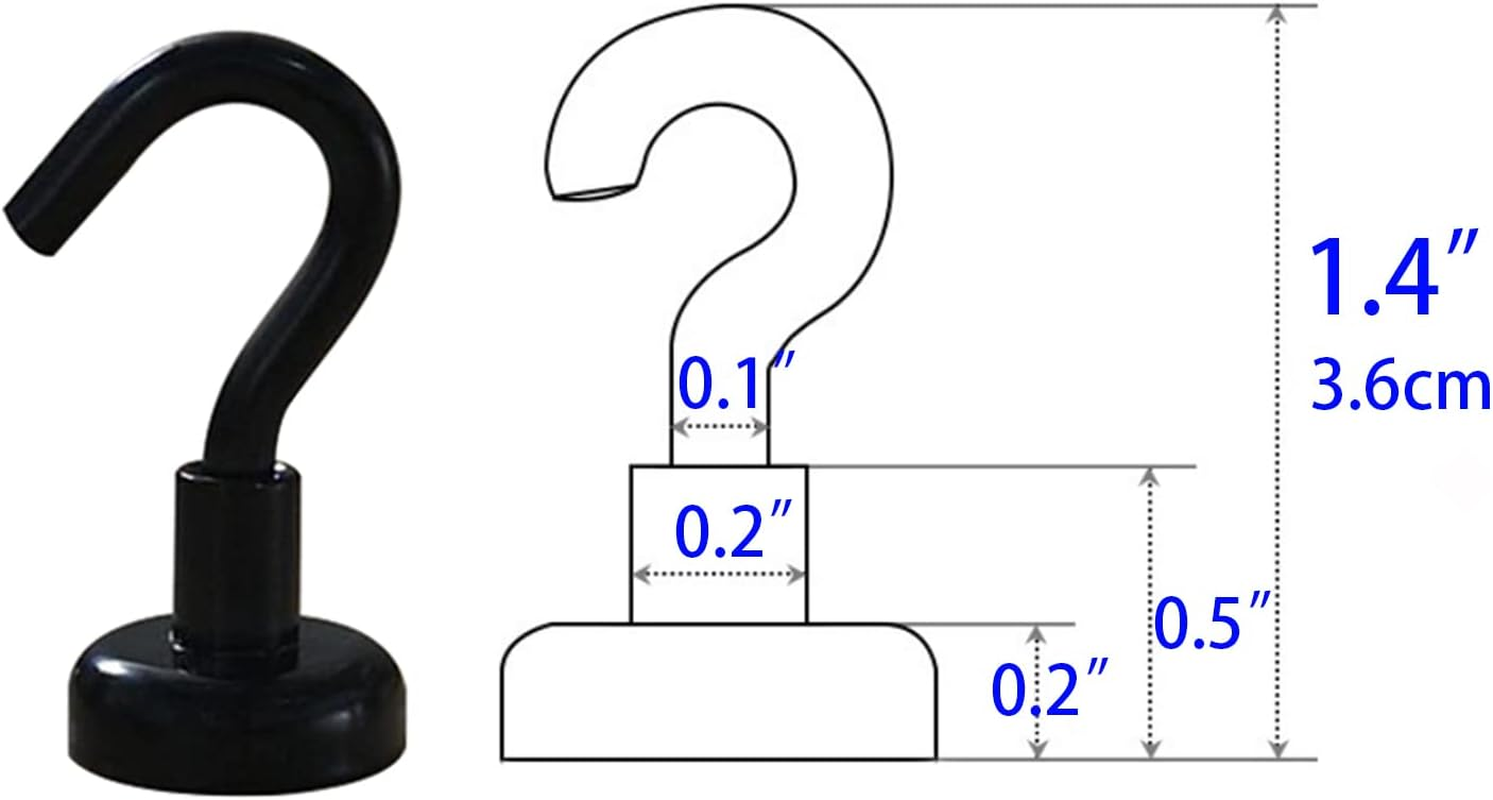 Magnetic Hooks - Heavy Duty Utility Neodymium Magnet Hooks with Nickel Coating, Key Holder Hanging Hooks for Kitchen, Cruise, Workplace, Pack of 10 image number 2