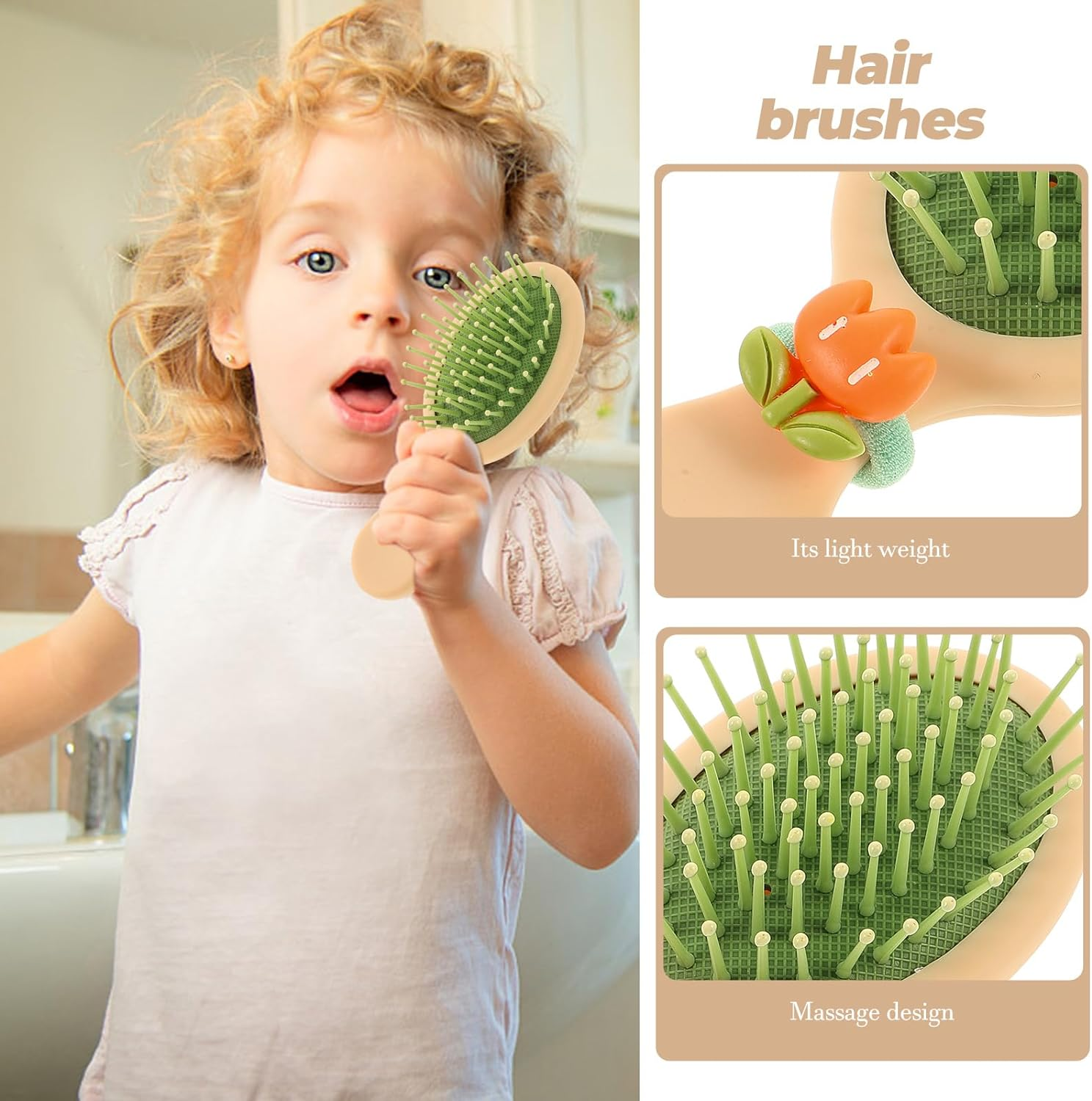 FOMIYES Detangling Kids Brush 3 Pcs Toddler Detangler Hair Brush Pocket Travel Small Paddle Hair Dry Hair Brush for Women Men Kids Detangling Cushion Brush image number 5