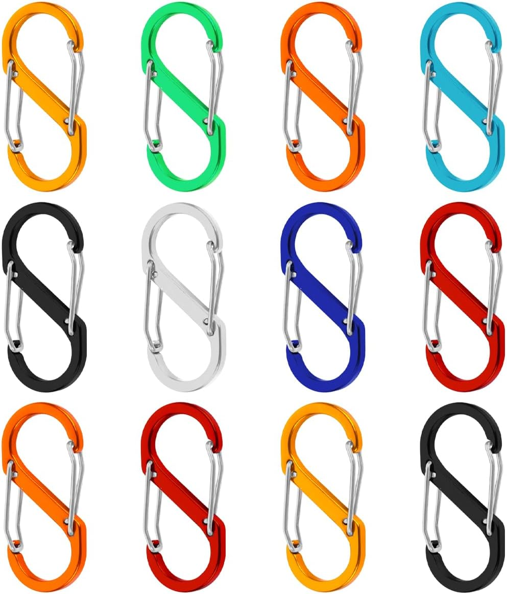 NILLOS Colorful Alloy Snap Hook, 12 PCS S-Shape Dual Clips Mini Carabiners for Outdoor Sports, Camping, Mountaineering, and Hiking (Multiple Colour) image number 4