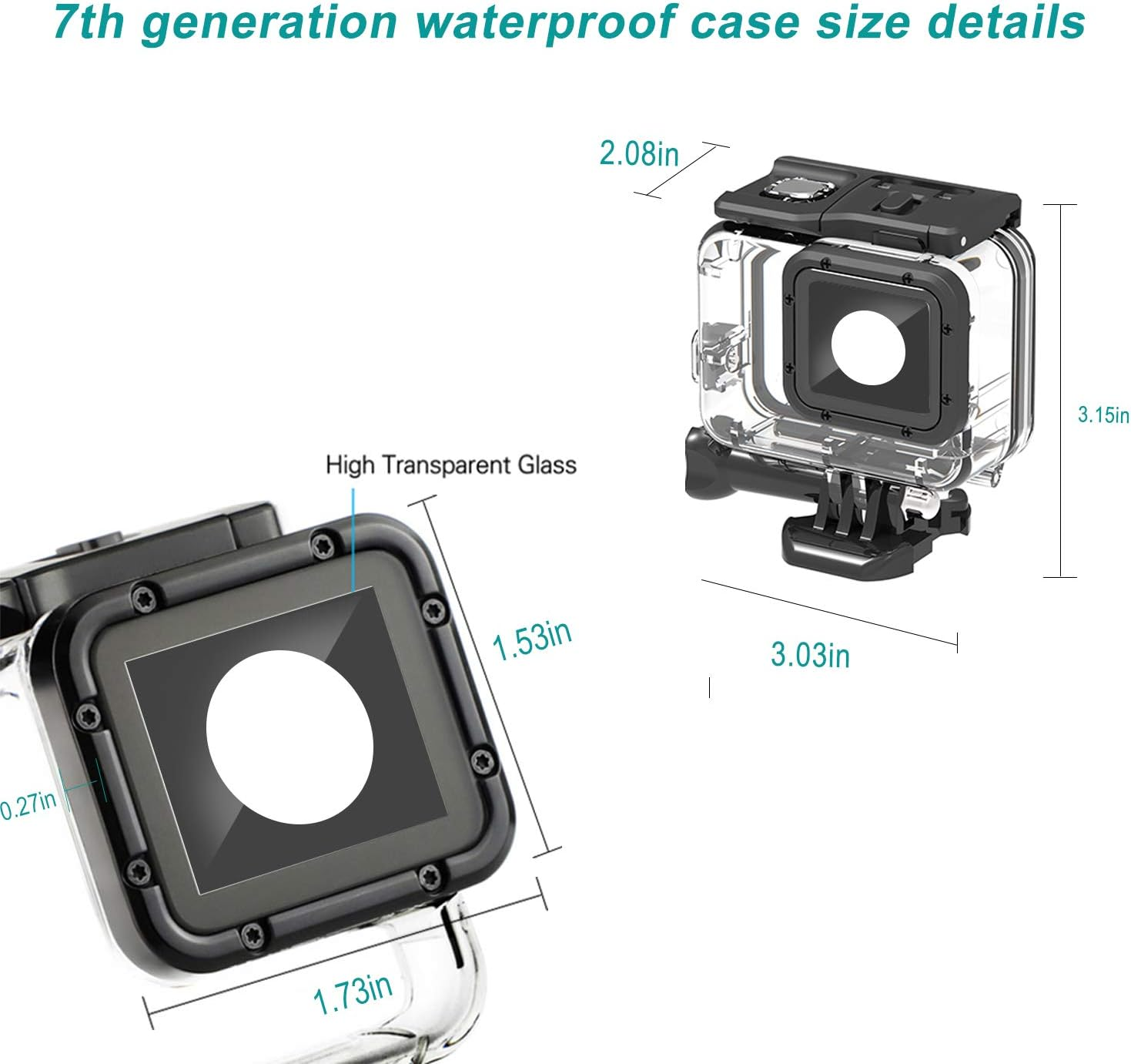 Waterproof Housing Case, Hongdak Waterproof Case for Gopro Hero 7/6/5 Black(2018) Housing Case Diving Protective Housing Shell 169FT/60M for Gopro Action Camera Underwater Dive Case Shell with Bracket image number 5
