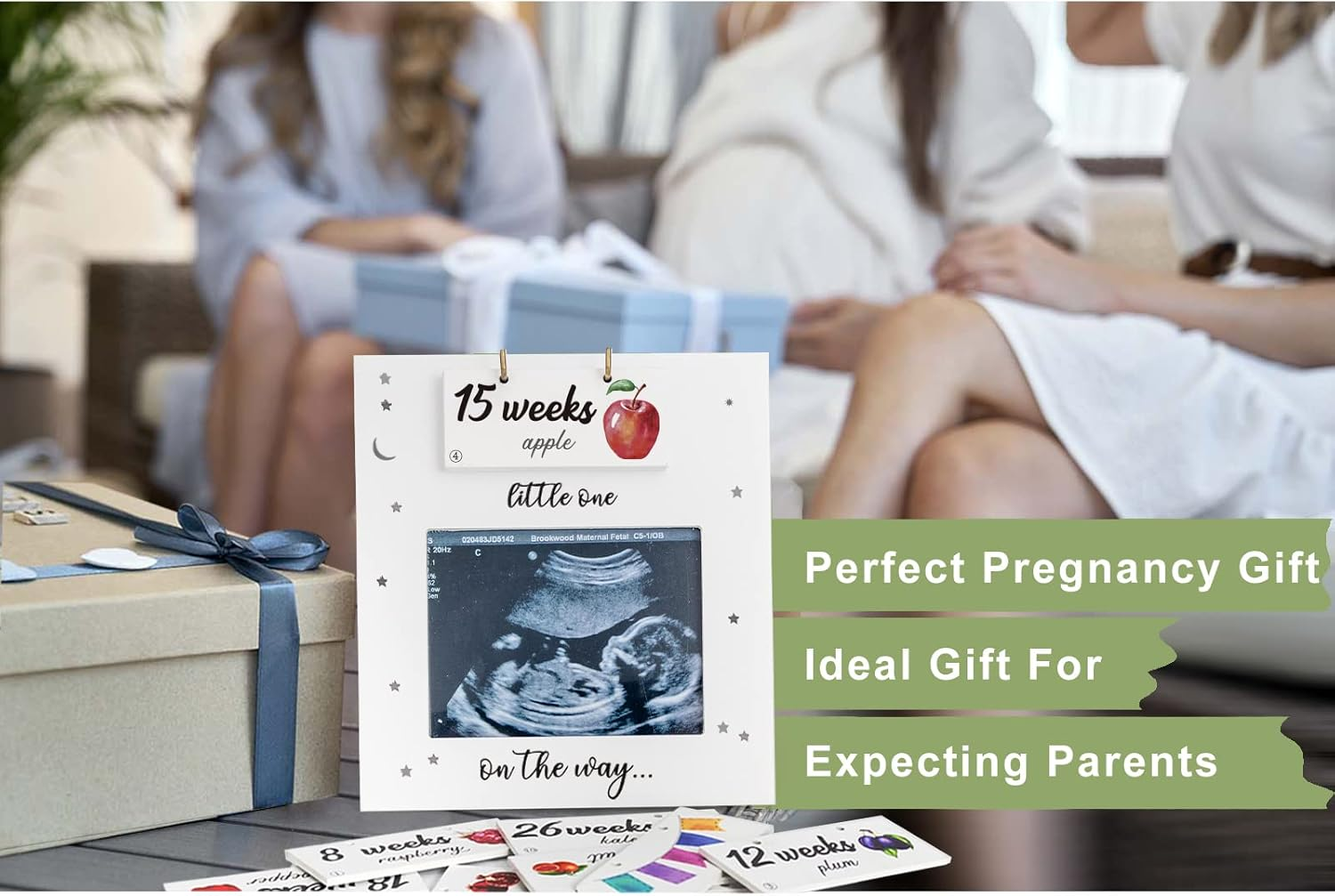 Sonogram Picture Frame - Weekly Fruit and Vegs Milestone, Pregnancy Tracker for Bump Growth, First Ultrasound Frame, Gifts for Expecting Parents, Announcement image number 5