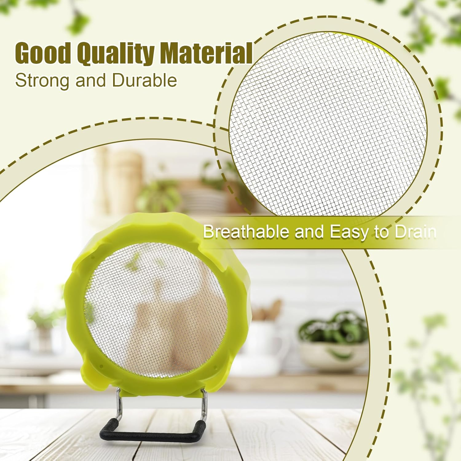 Sprouting Lid, Stainless Steel Mesh Screen Strainer Lids Sprouts Growing Germination Kit with Draining Stand and Tray for Wide Mouth Mason Jars, Grow Bean Sprouts, Alfalfa, Broccoli Seeds image number 1