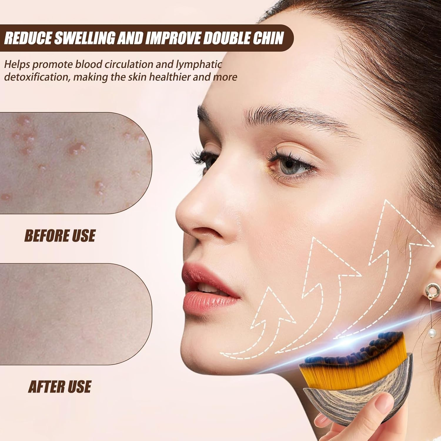 Homiliky Lymphatic Face Brush for Drainage & Sculpting - Facial Massager for Jawline, Double Chin & Puffy Face Relief with Ultra Soft Bristles, Portable Skin Care Tool image number 2