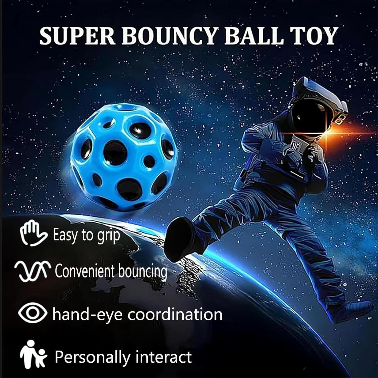 Space Balls Extreme High Bouncing Ball Meteor Space Ball,Rubber Bounce Ball Sensory Ball,Cool Tiktok Pop Bouncing Training Ball for Indoor Outdoor Play,Easy to Grip & Catch - 6Pcs image number 6