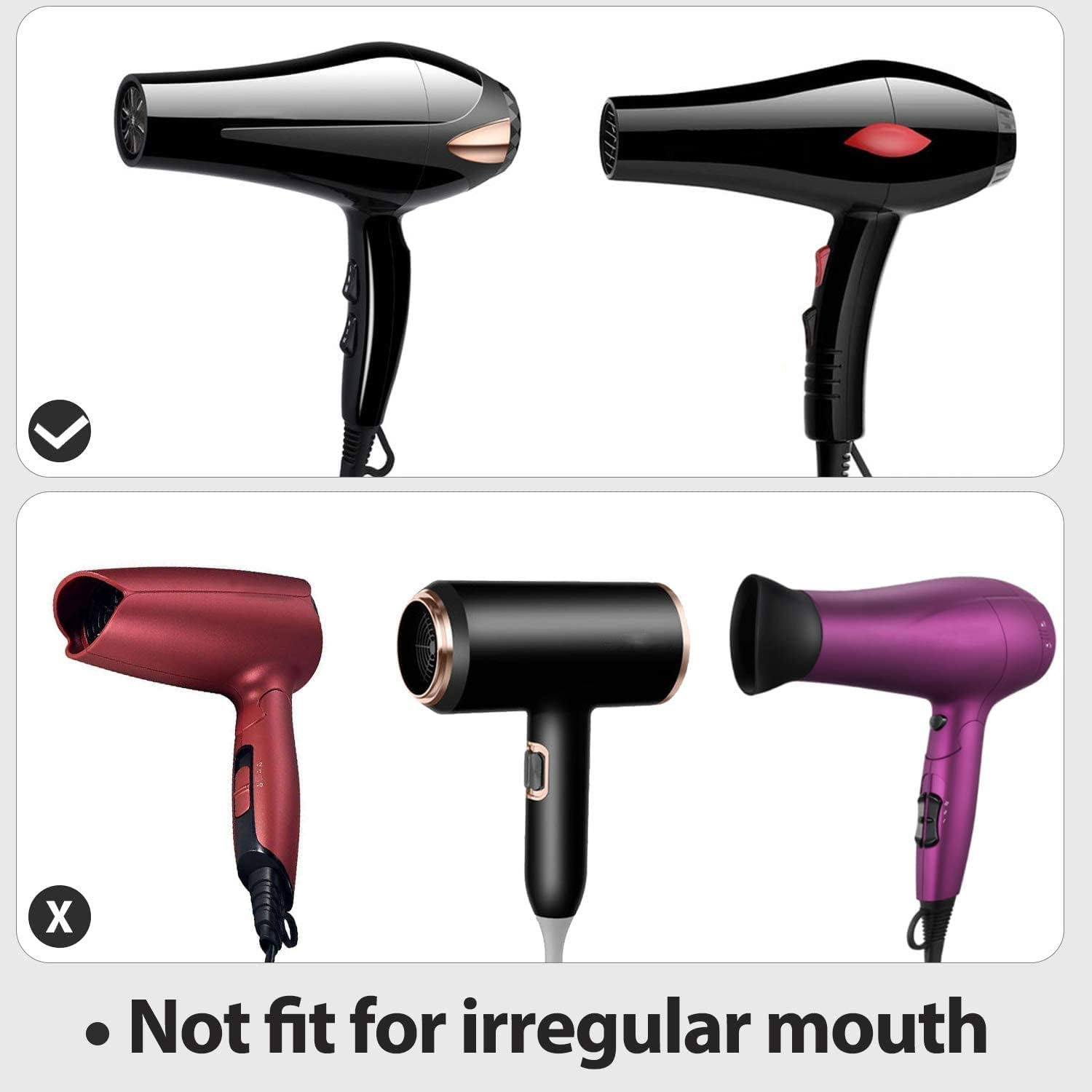 AUEAR, 2 Pack (Non-Universal) Professional Hair Dryer Nozzle for Diameter 1.77In Hair Dryer Diffuser Drying Cover Narrow Concentrator Attachment Replacement Hairdressing Salon Styling Tool