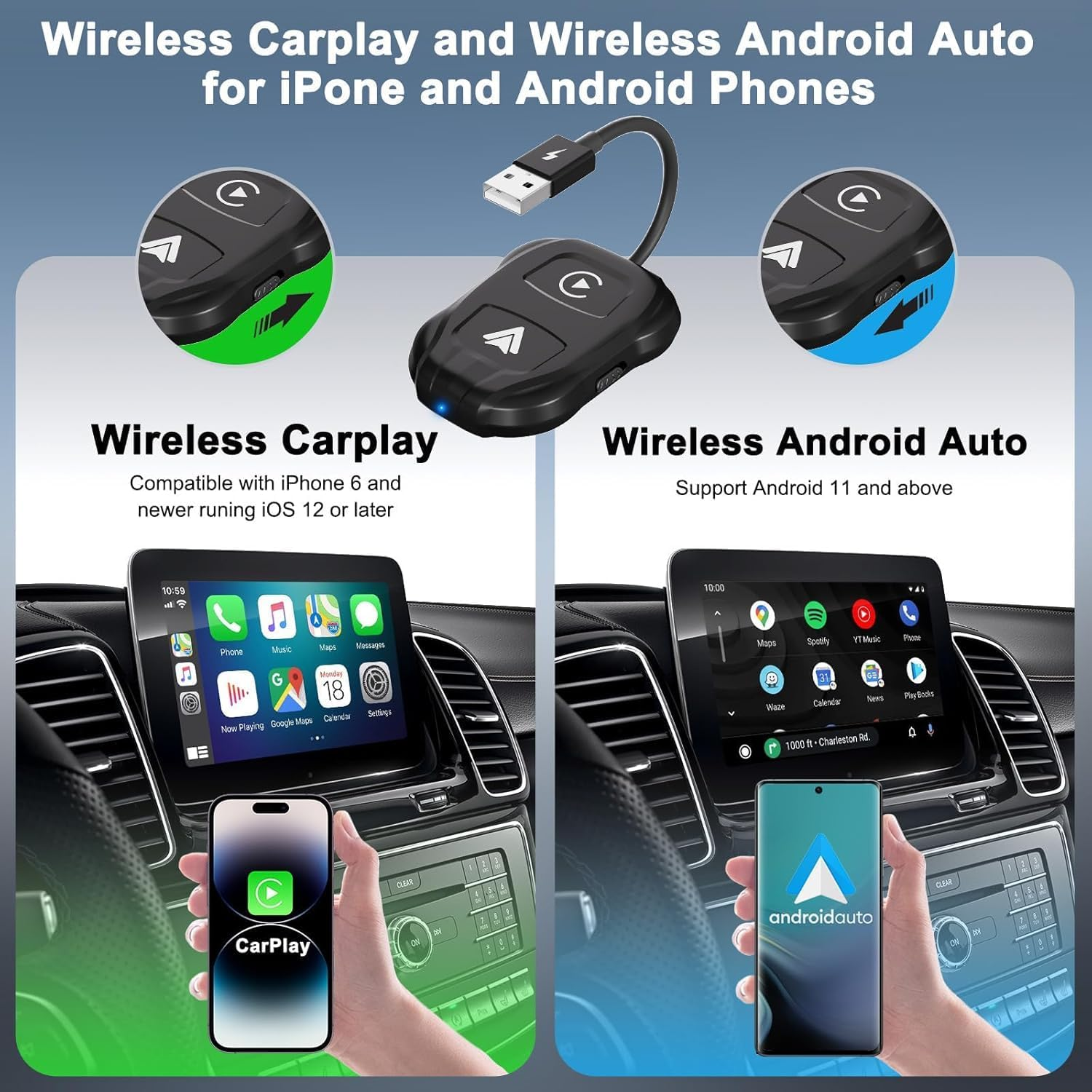 Wireless Carplay Adapter for Iphone& Android,Converts Wired Carplay to Wireless,5Ghz Wifi, Plug and Play,Suitable for Models with Built-In Carplay,For Ios 10+ image number 4