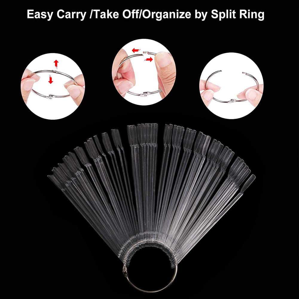 50Pcs Nail Swatch Sticks with Ring,Fan-Shaped Nail Art Polish Practice Display Nail Sample Sticks (B) image number 4