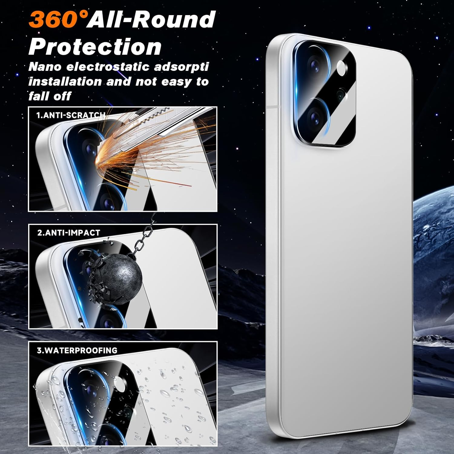 [2+2 Pack] Screen Protector for OPPO Reno 13F 5G,With 2 Piece of Tempered Glass Screen Protector,2 Piece of Camera Lens Protector,Bubble Free,Anti Scratch image number 5