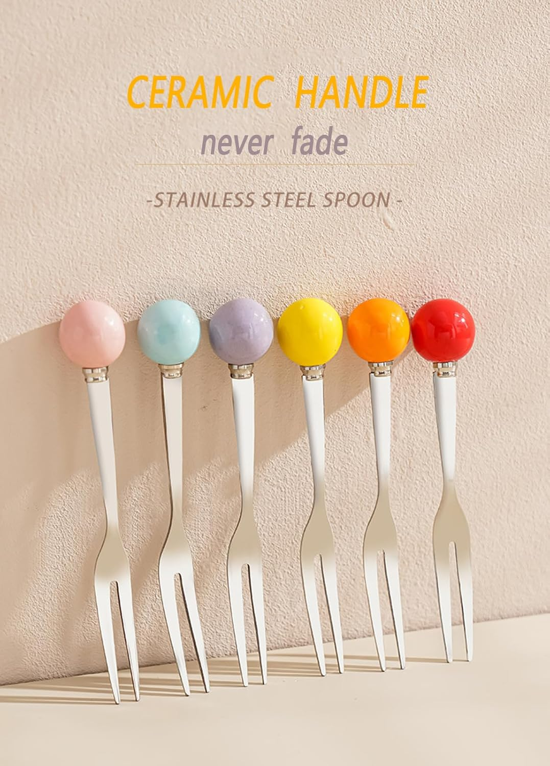 Kids Unicorn Stainless Steel Fork Set with Ceramic Holder | 4-Piece Utensil Set for Ages 3+ | Non-Toxic, Easy-Grip Design | Charming Pastel Decor for Girls' Kitchens & Dining Tables image number 5