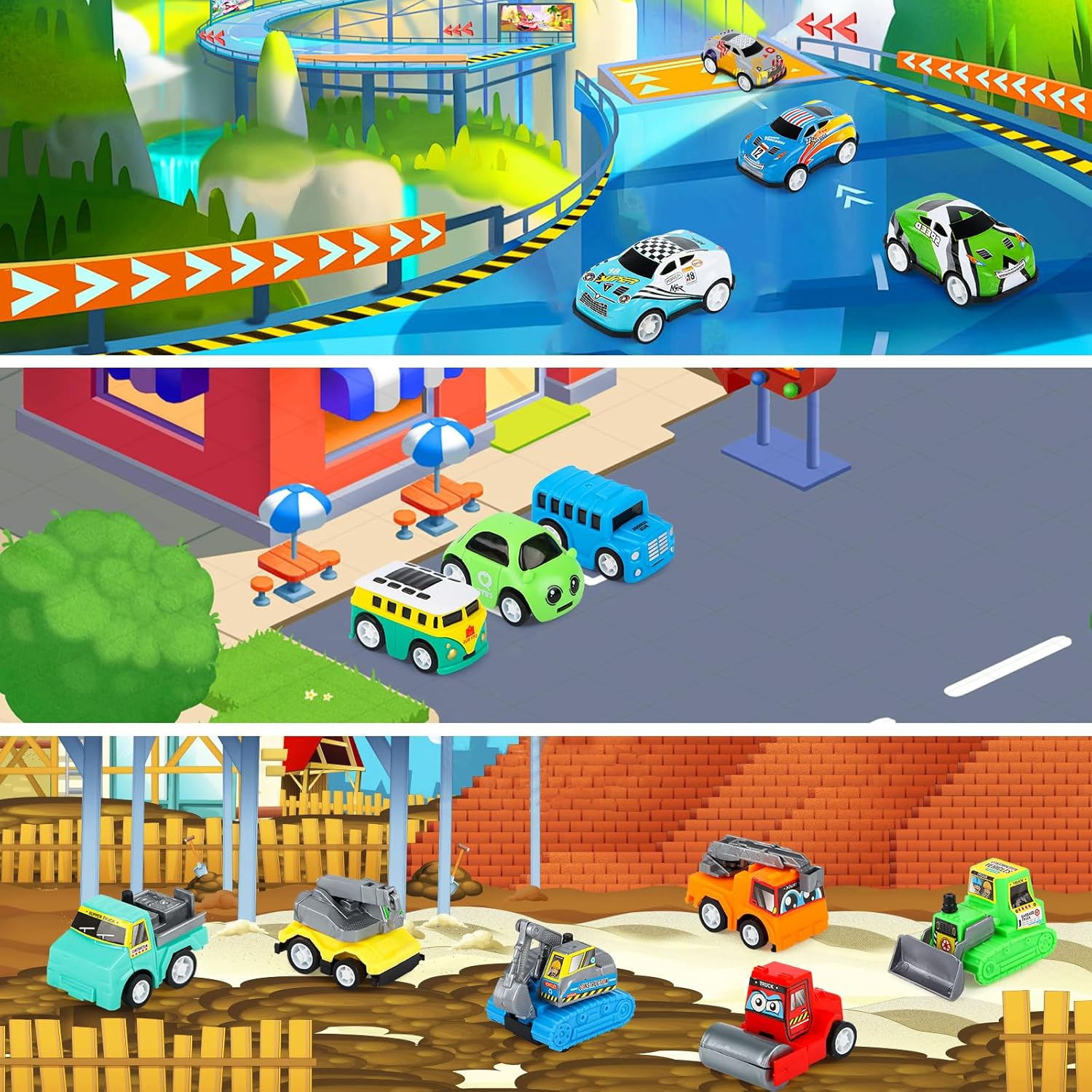 Advent Calendar Children 2024 Cars Toy Advent Calendar from 3 Years Boy, Christmas 24 Days Countdown Calendar Car Toy with Map image number 1