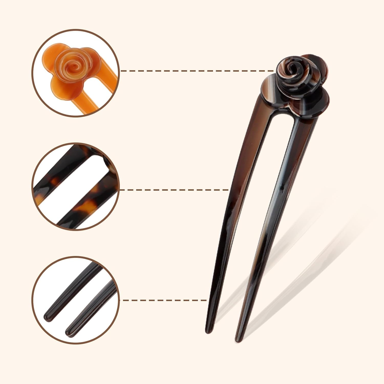 Pruadeor Pack of 4 Rose Hair Pins Hair Clips for Women French Hair Clip Hair Clip Vintage Hair Accessories image number 5