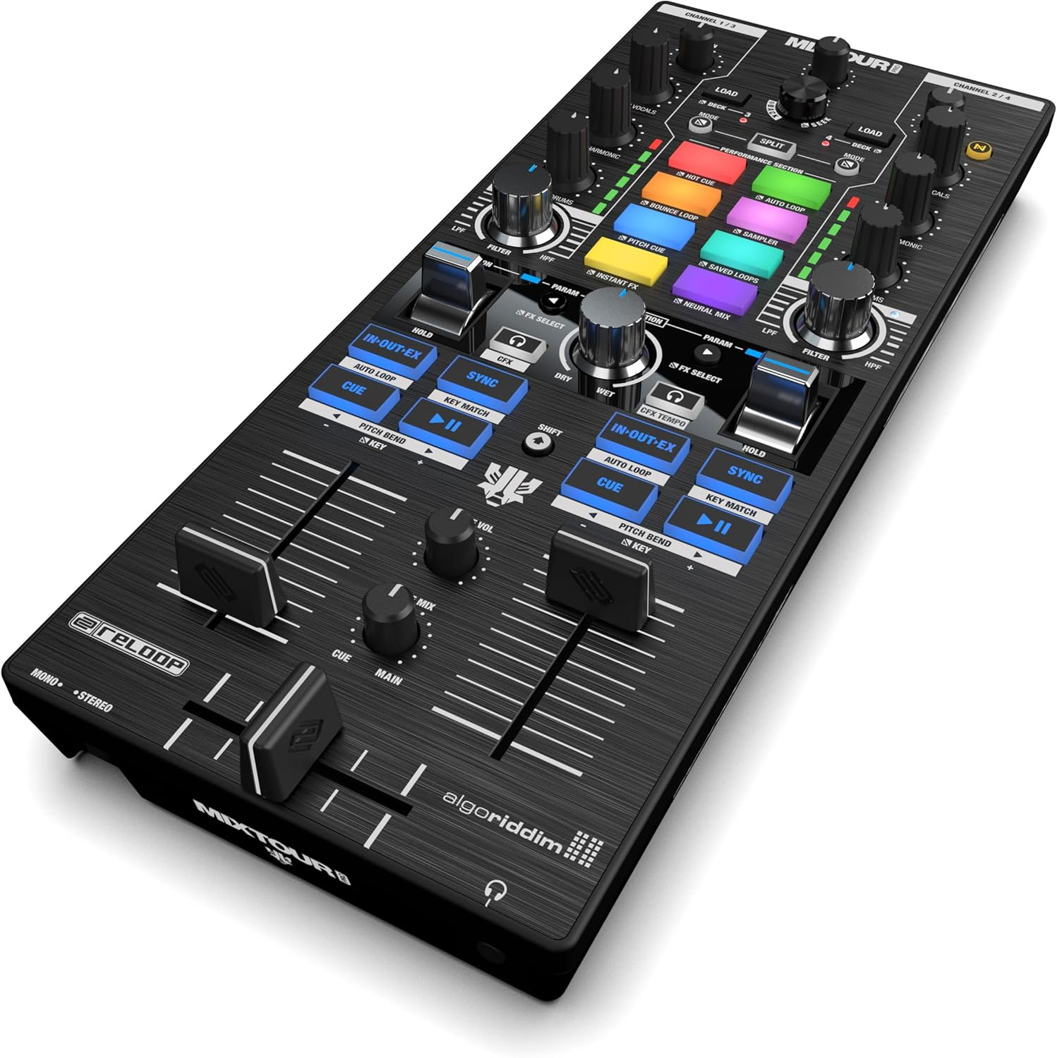 Reloop Mixtour Pro 4-Deck DJ Controller with USB-C, Black & Silver image number 1
