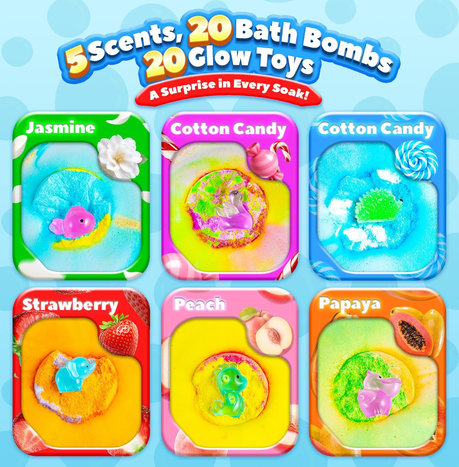 Bath Bombs for Kids with Surprise Inside, 20 Pack Handmade Bath Bomb Gift Set with Glow-In-The-Dark Toys, Fizzy Bath Balls for Fun, 2025 Advent Calendar for Boys & Girls image number 5