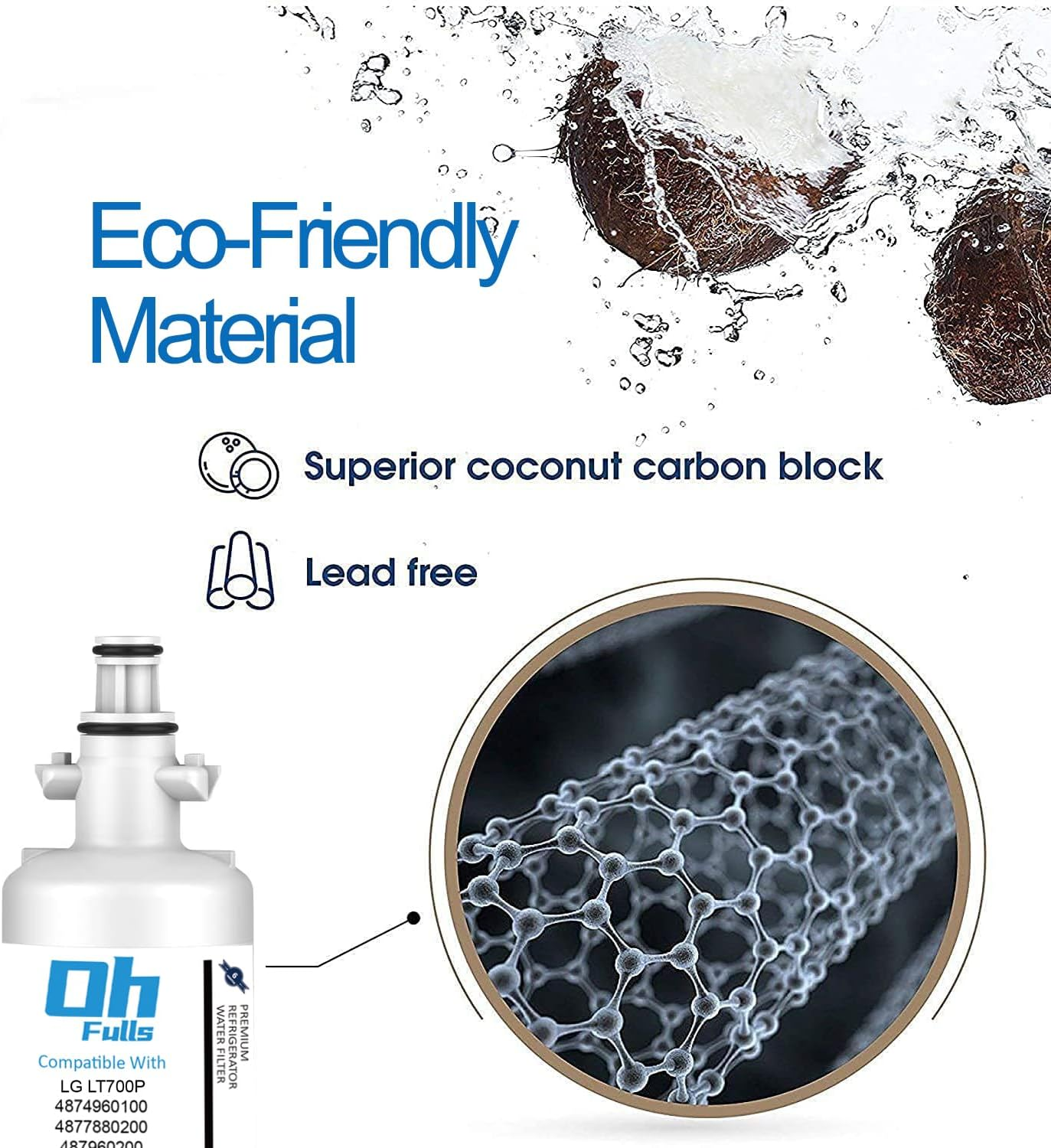 LT700P Replacement Fridge Water Filter, Compatible with LG LT700P,ADQ36006101,GF-L613PL,LFXS30766S,ADQ36006101,ADQ36006101-S, Adq36006101S,Adq36006102,Sears/Kenmore:9690, 46-9690 (3-Pack)