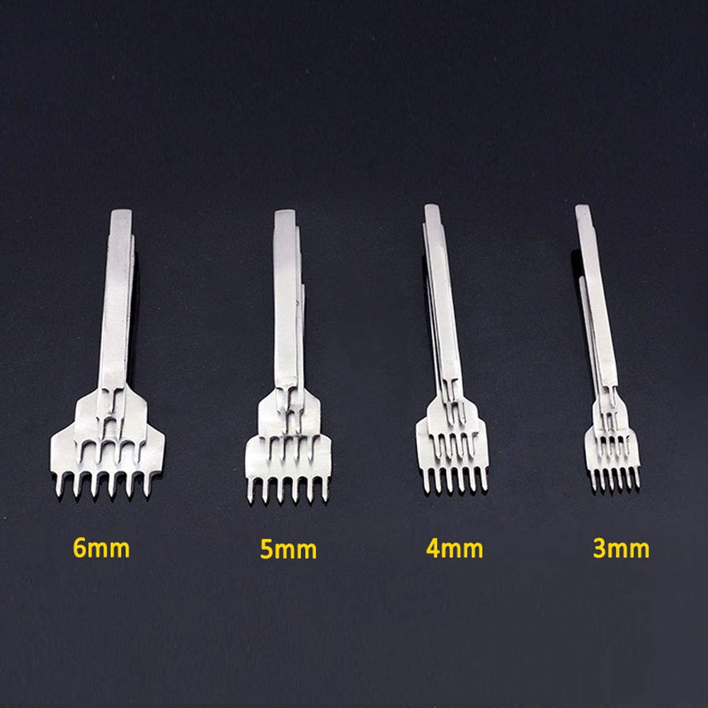 3-6Mm Leather Craft Tool DIY Hole Punch Leather Craft Claw Puncher, 1/4Pcs Hole Chisel Graving Stitching Punch Tools 1/2/4/6 Pin image number 2
