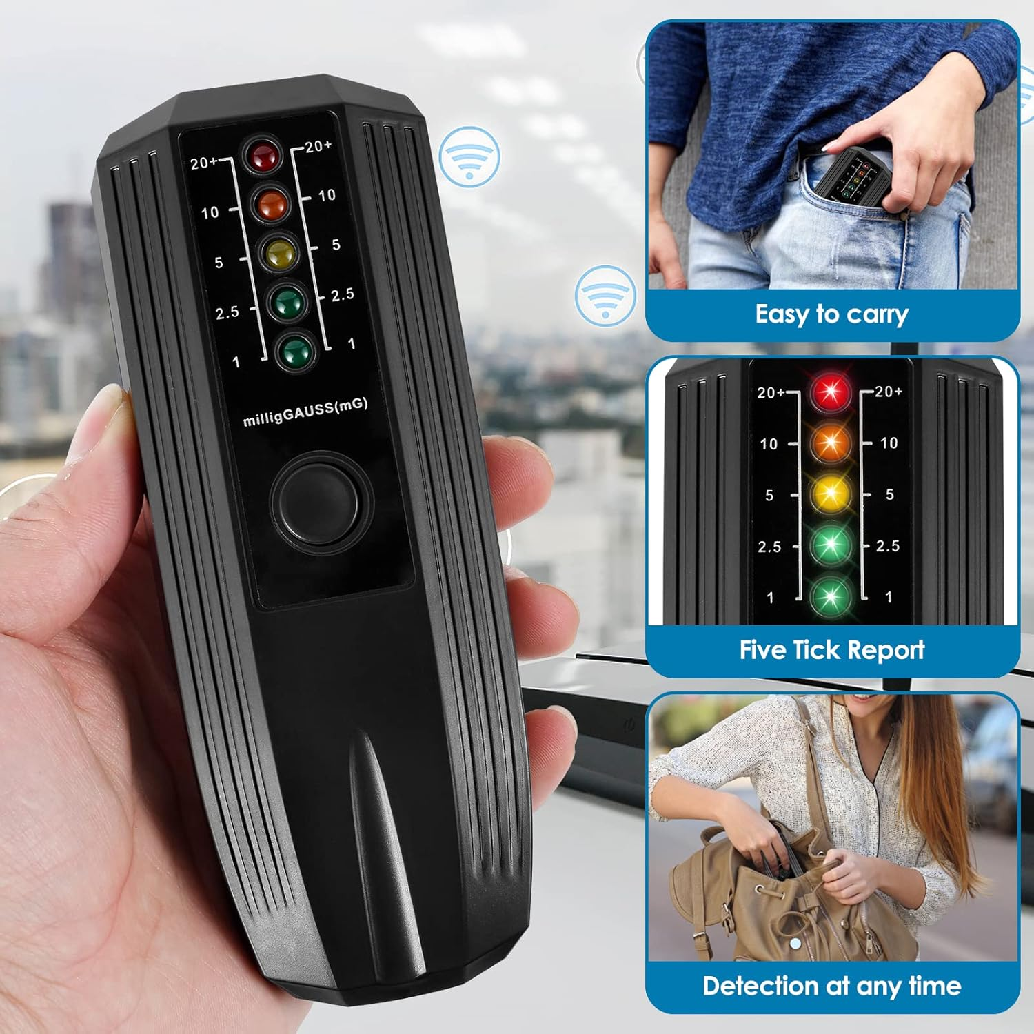 EMF Meter High Accuracy Electromagnetic Field Radiation Detector Battery Powered Electric EMF Detector Ghost Hunting Paranormal Equipment Tester image number 5