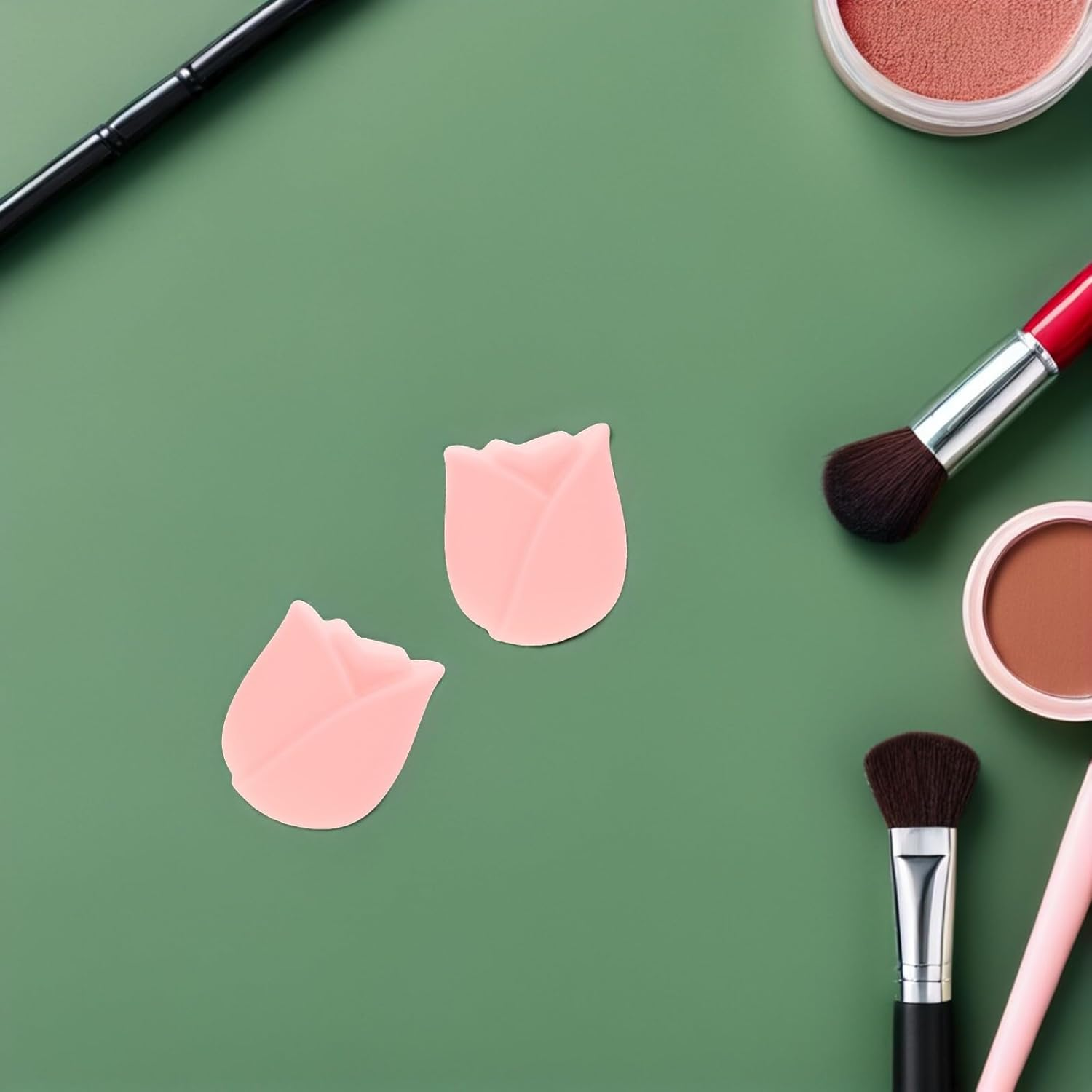 LRXIYODE Silicone Makeup Brush Holder Set of 6 Dustproof Waterproof Covers Portable Travel Makeup Brush Organizer for Women and Rose Pink image number 6