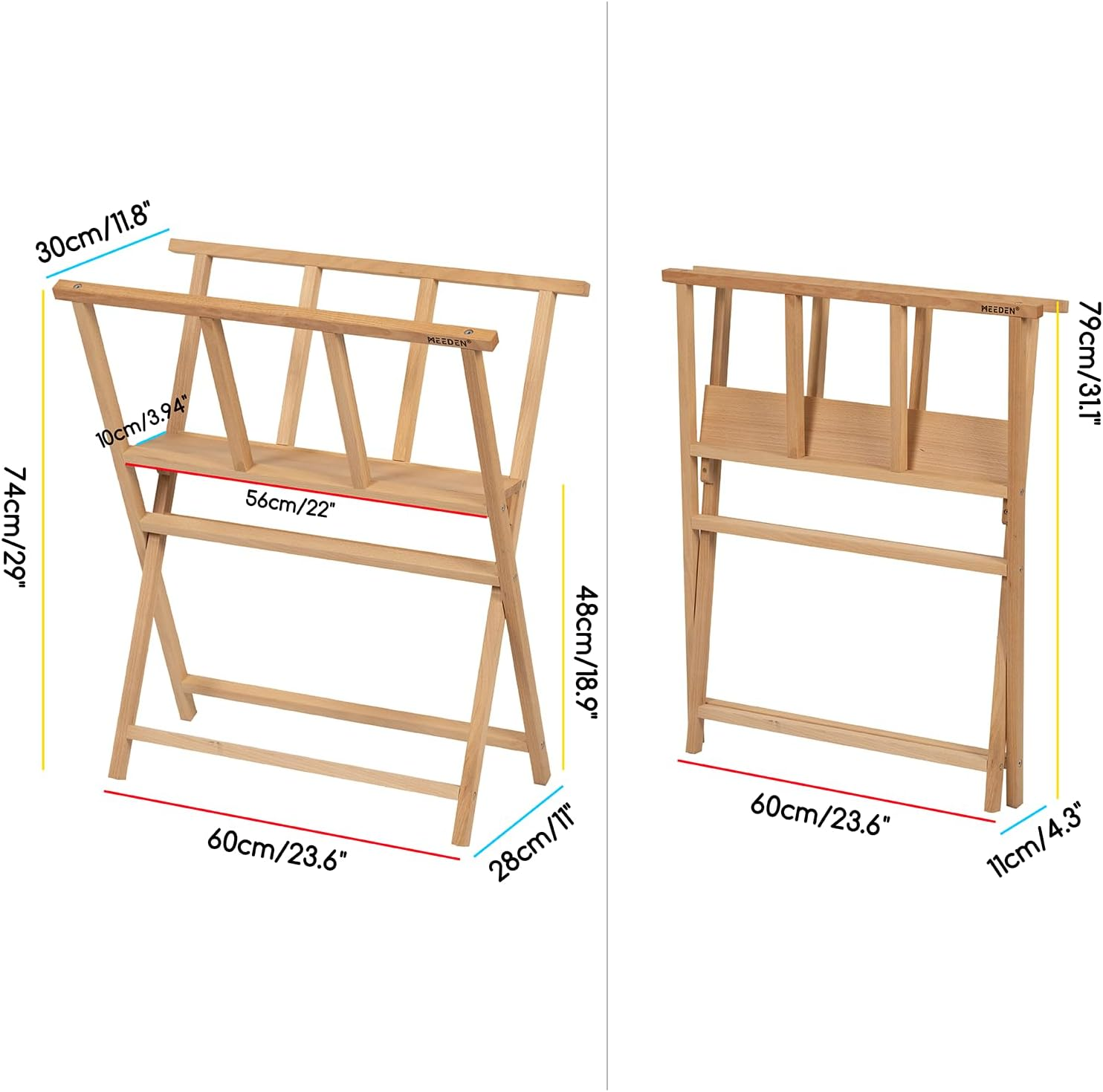 MEEDEN Folding Art Print Rack - Beechwood Art Storage Rack - Artist Storage and Display Rack for Canvas Art Prints Panels Posters Art Gallery Shows