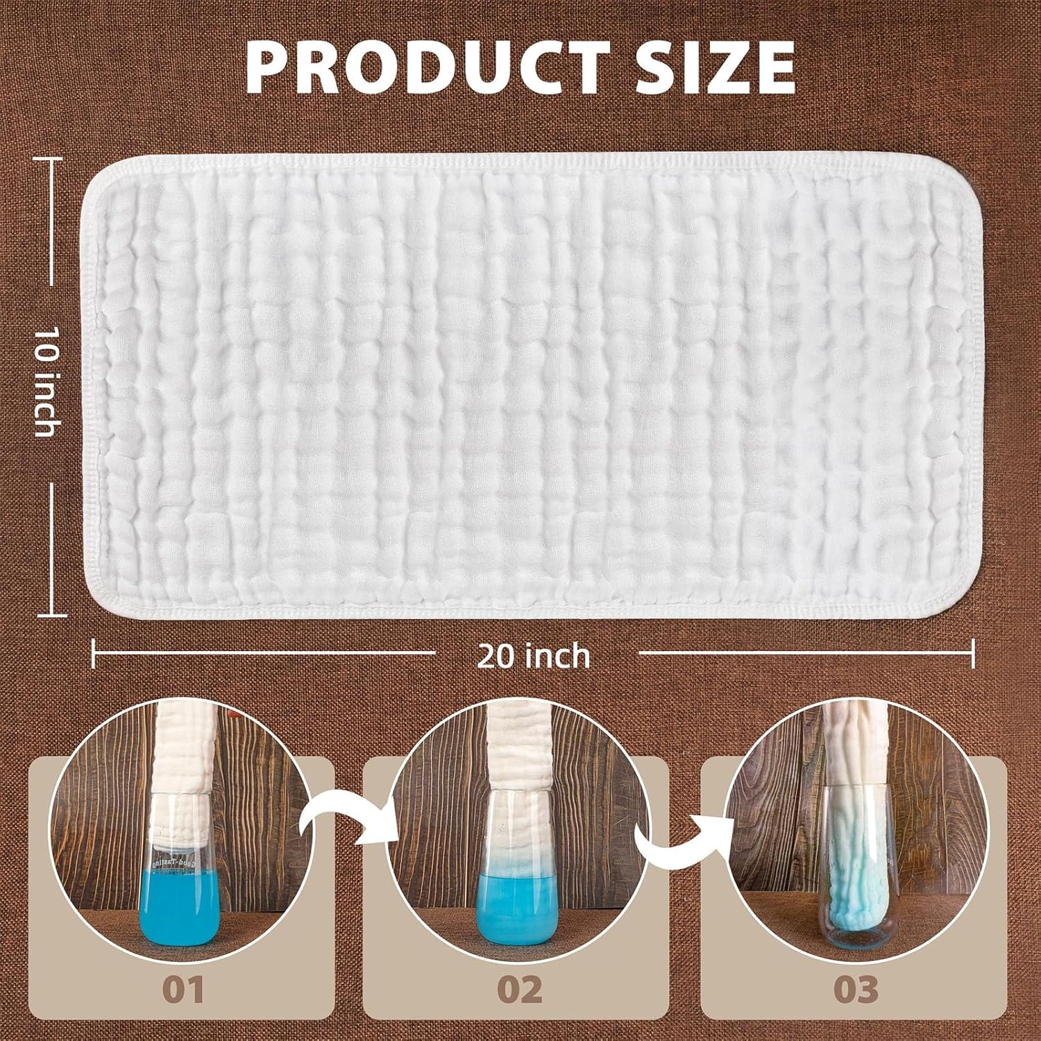 12 Pack Muslin Burp Cloths Sets for Baby - -100% Cotton Large 20'' by 10'' Premium Cotton Burping Rags for Newborn Ultra Soft and Highly Absorbent Unisex Spit up Rags Thicken Baby Washcloths image number 3