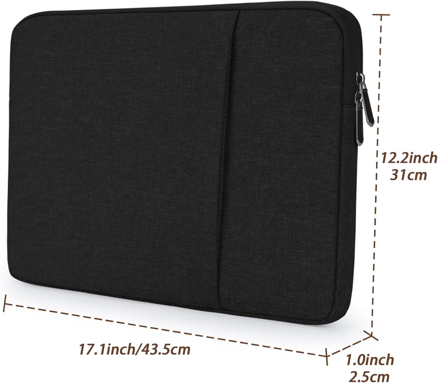 Laptop Sleeve 15.6 Inch, Suitable for 15-15.6 Inch Lenovo HP Dell Macbook Computer Notebook Durable Shockproof and Lightweight with Zippered Pockets Cover Protective Case (Black) image number 3
