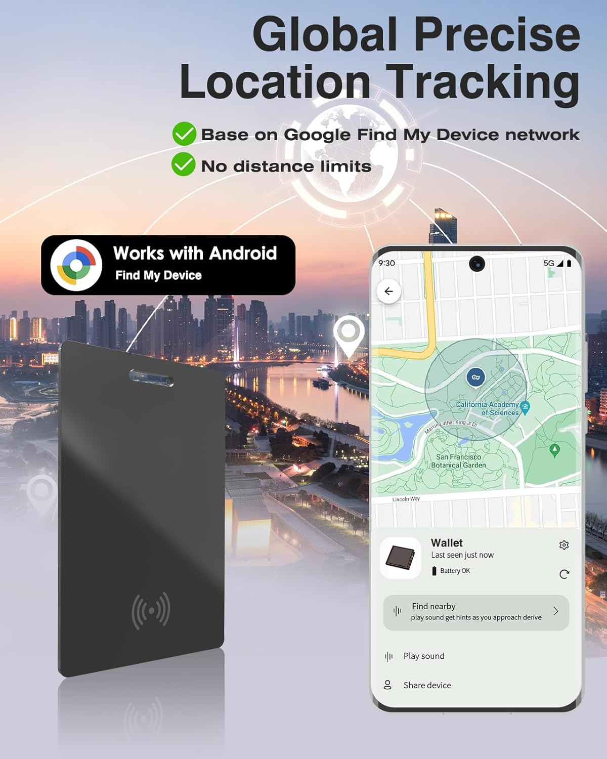 [2025 Android Card] Bluetooth Tracker Card for Android. Google Certified Wallet Finder/Item Locator Compatible with Google Find My Device App, Smart Tracking Card for Wallets, Keys, Backpack-Black image number 5
