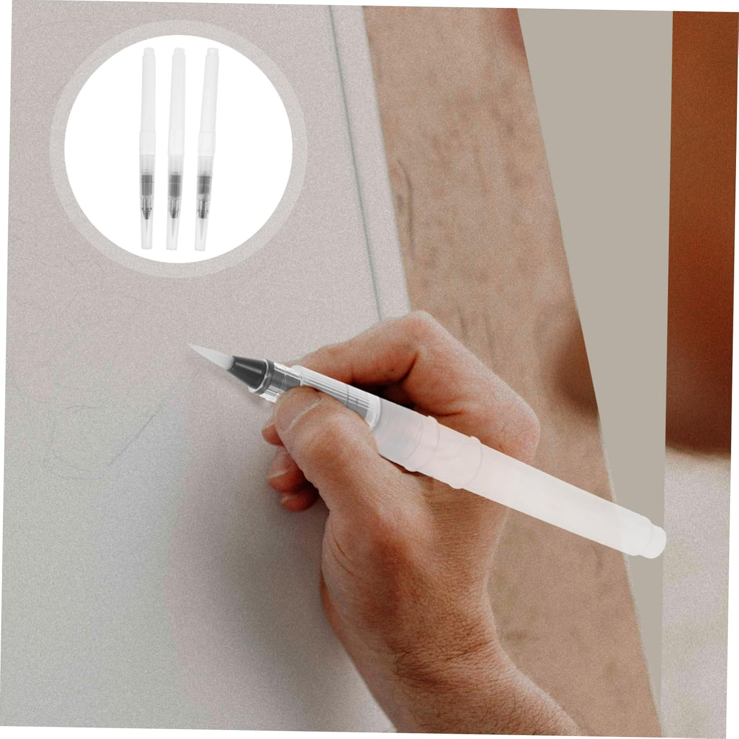 COHEALI 3Pcs Refillable Watercolor Pens Water Brush Pen Empty Watercolor Pen Water Painting Pen Watercolor Art Brush Fillable Paint Pen Water-Base Markers Paint Art Pens Nylon Wool White