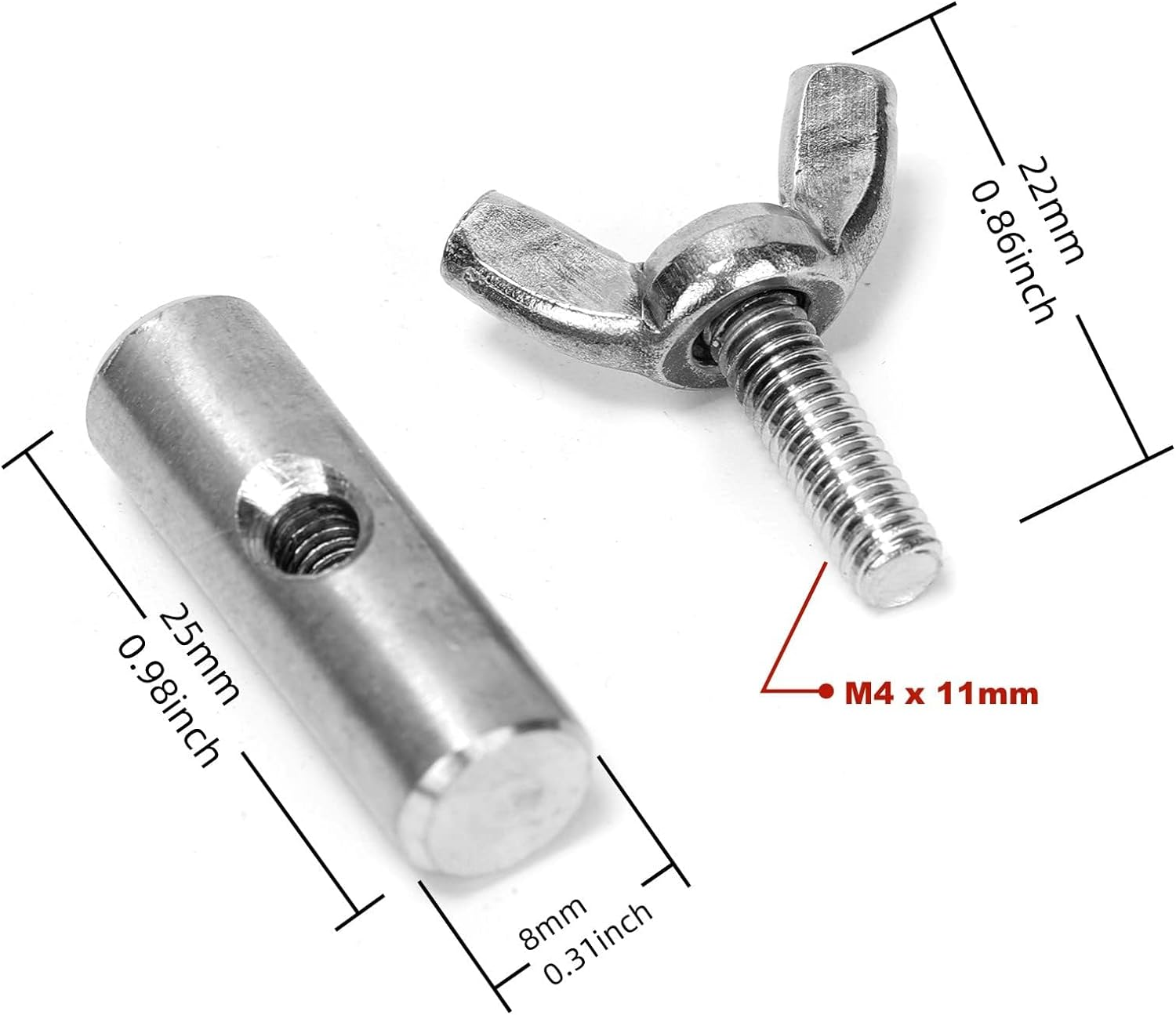 Ruimou 8Pcs Awning Track Stopper, 8Mm Cylindrical Stainless Steel Awning Accessories for Car, RV, Yacht, Outdoor Awning Track(8X25Mm) image number 2